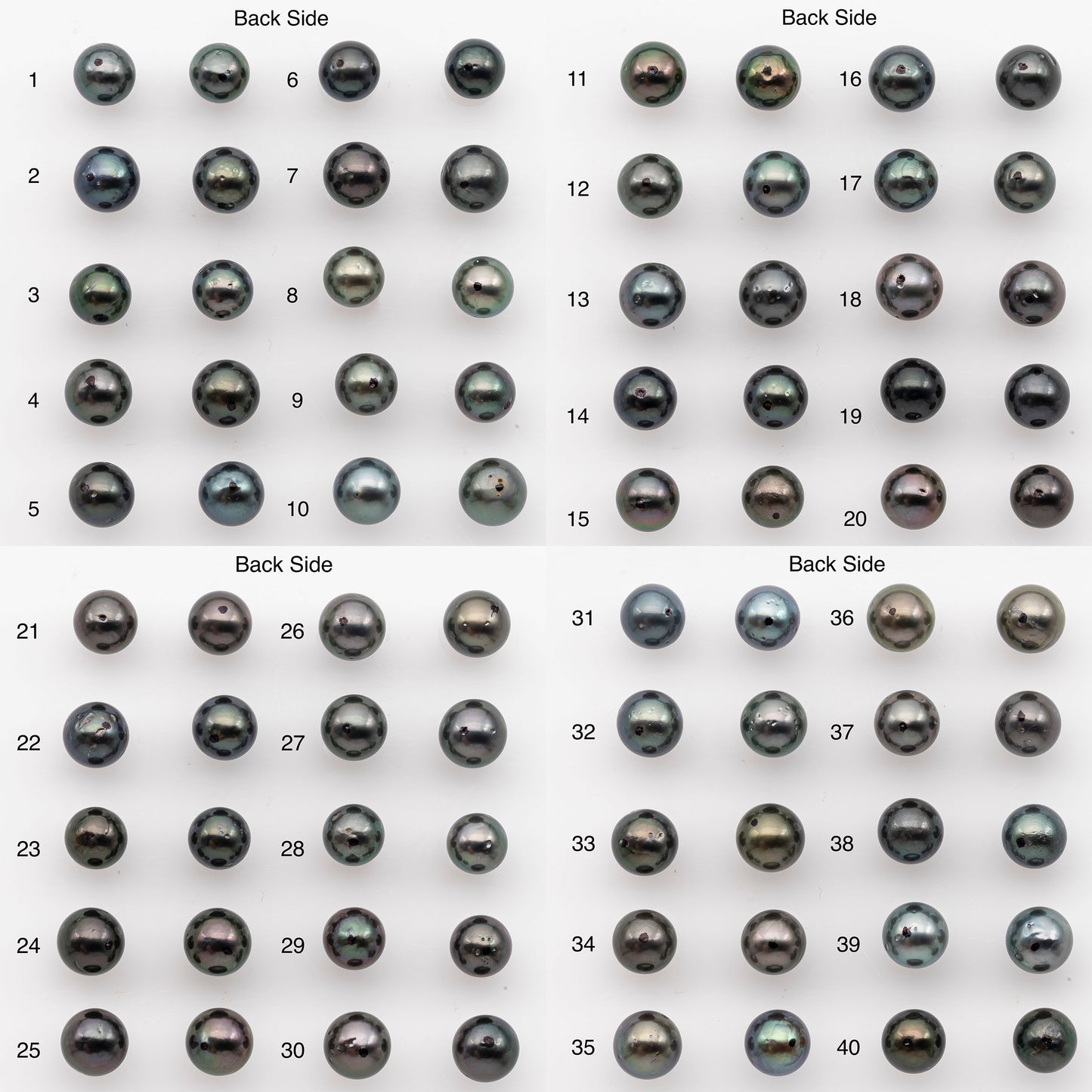 8-9mm Tahitian Pearl Pairs, Matched Round Loose Pearls for Making Studs, High Luster for Jewelry Making Supplies, SKU # 2847TH