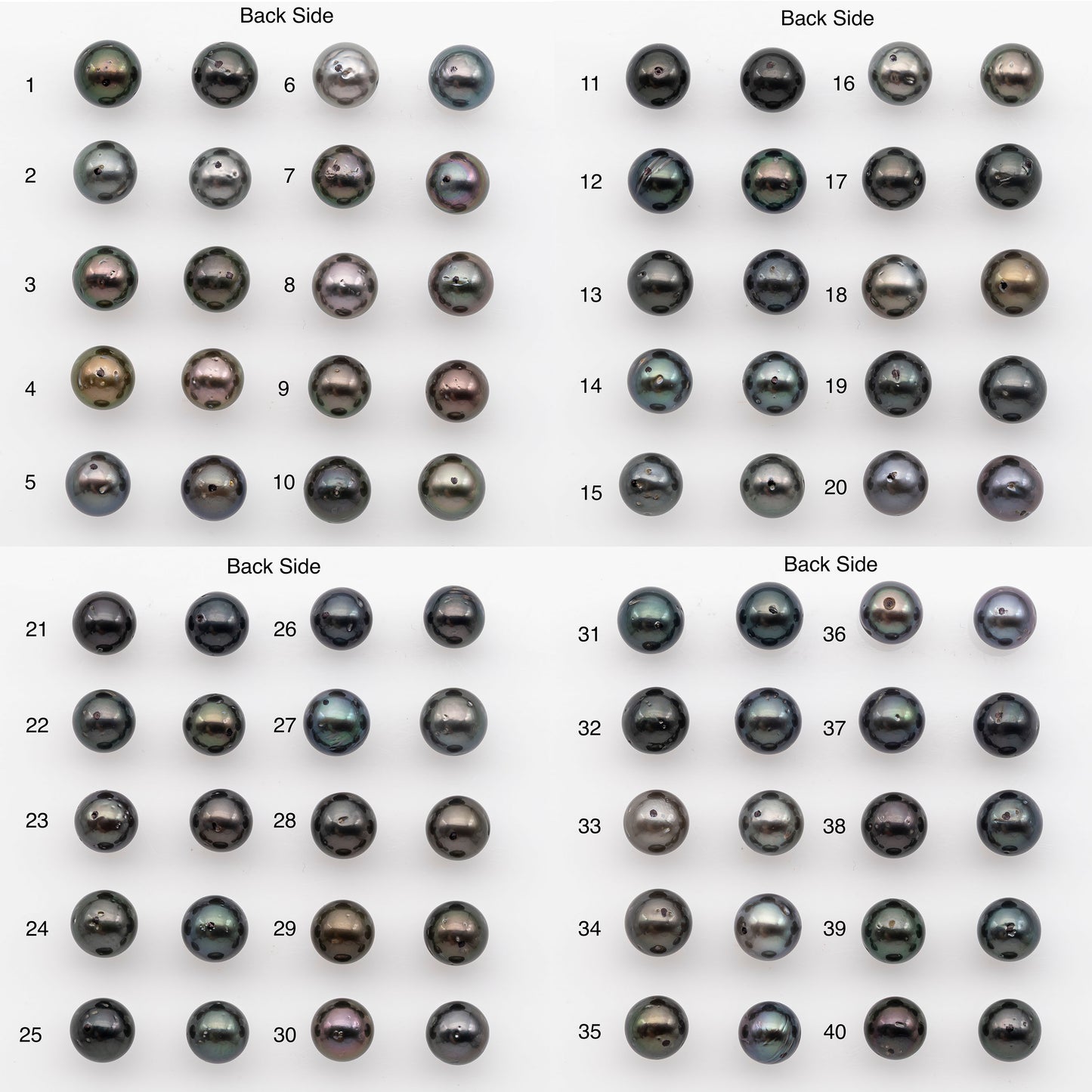 10-11mm Tahitian Pearl Pairs, Matched Round Loose Pearls for Making Studs, High Luster for Jewelry Making Supplies, SKU # 2840TH