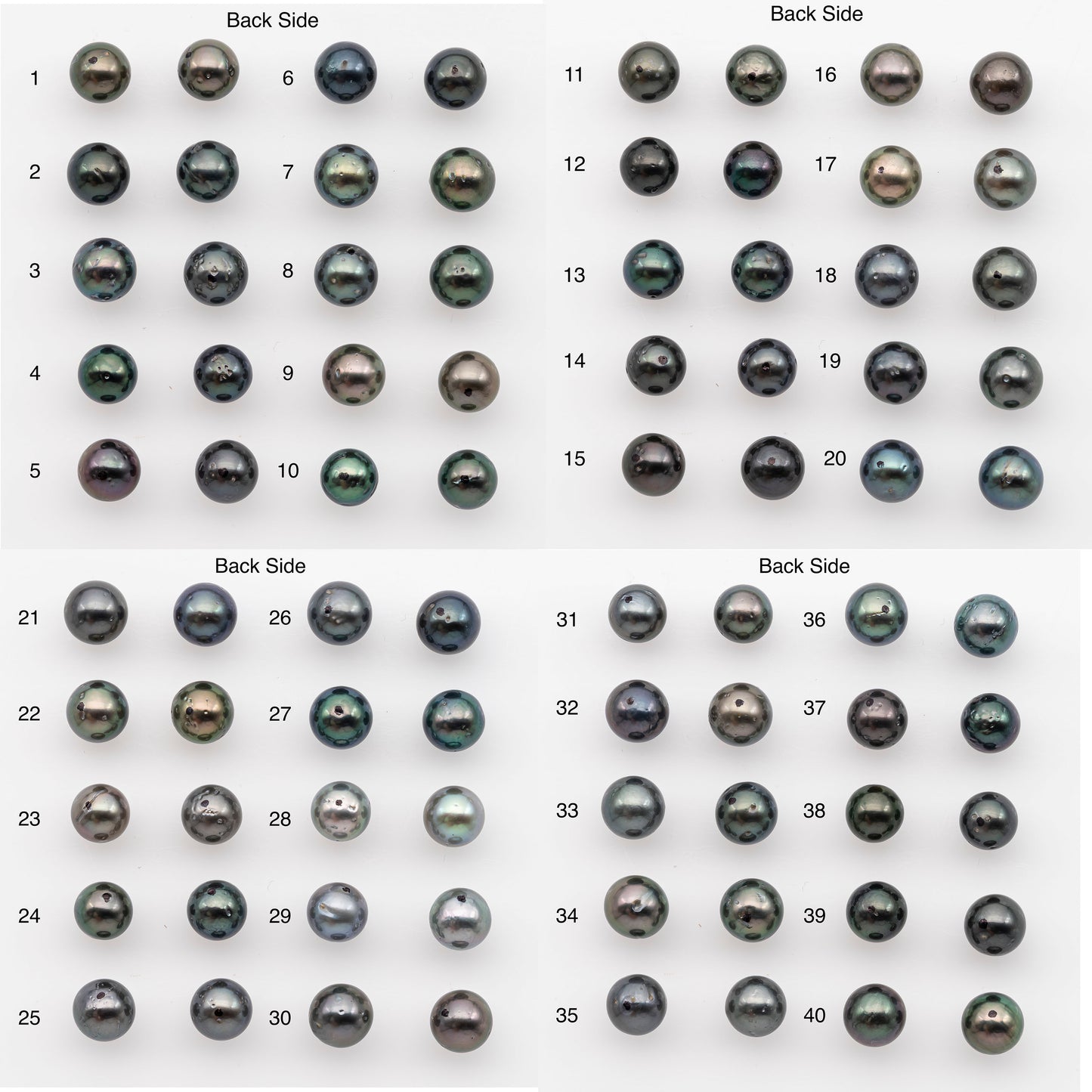 8-9mm Tahitian Pearl Pairs, Matched Round Loose Pearls for Making Studs, High Luster for Jewelry Making Supplies, SKU # 2837TH