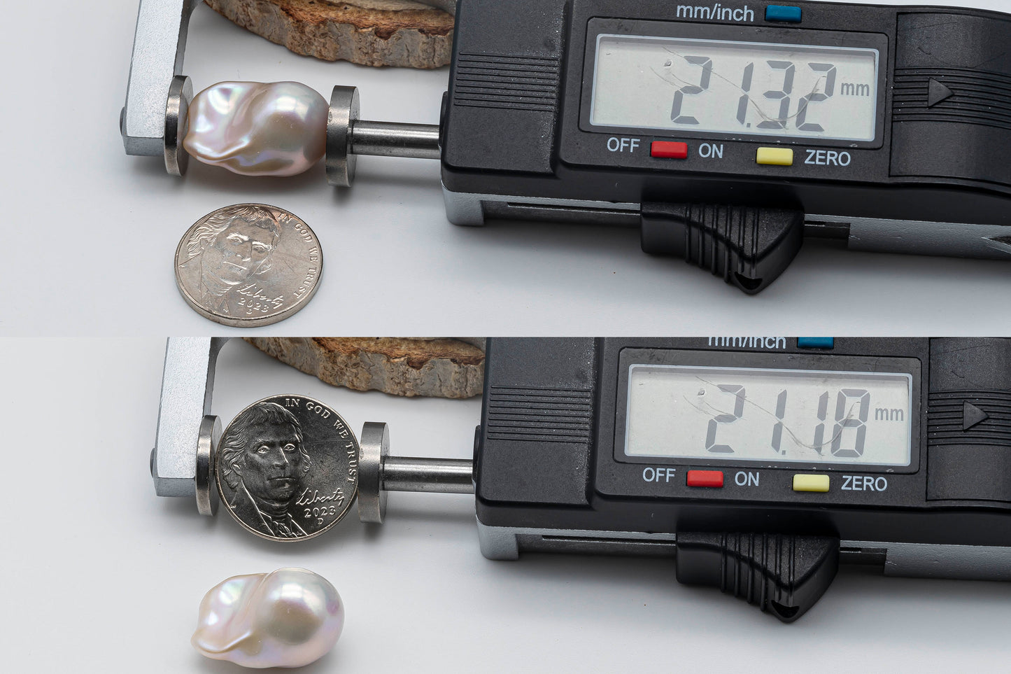 Freshwater Baroque Pearl measured 21mm long, from hole to hole.