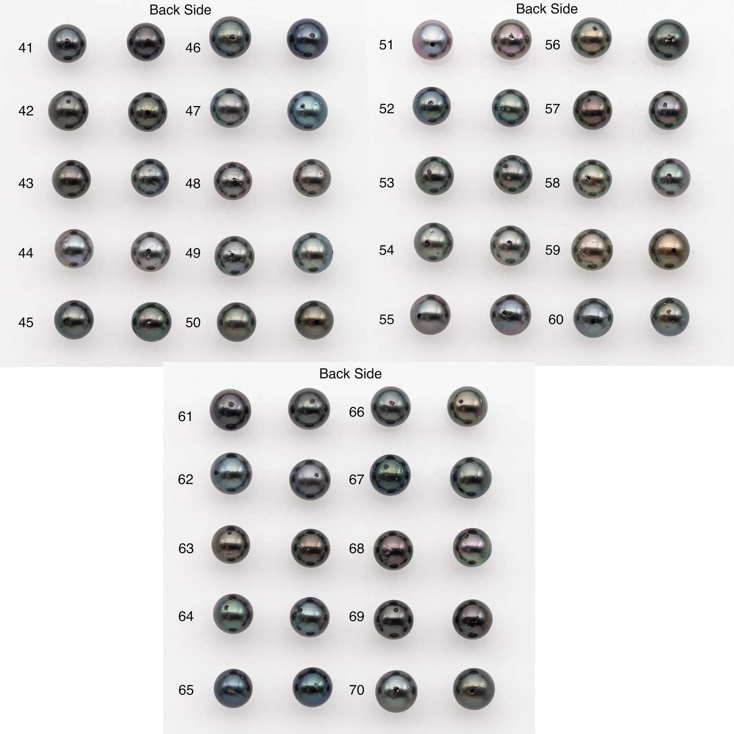 9-10mm Tahitian Pearl Pairs, Matched Round Loose Pearls for Making Studs, High Luster for Jewelry Making Supplies, SKU # 2844TH