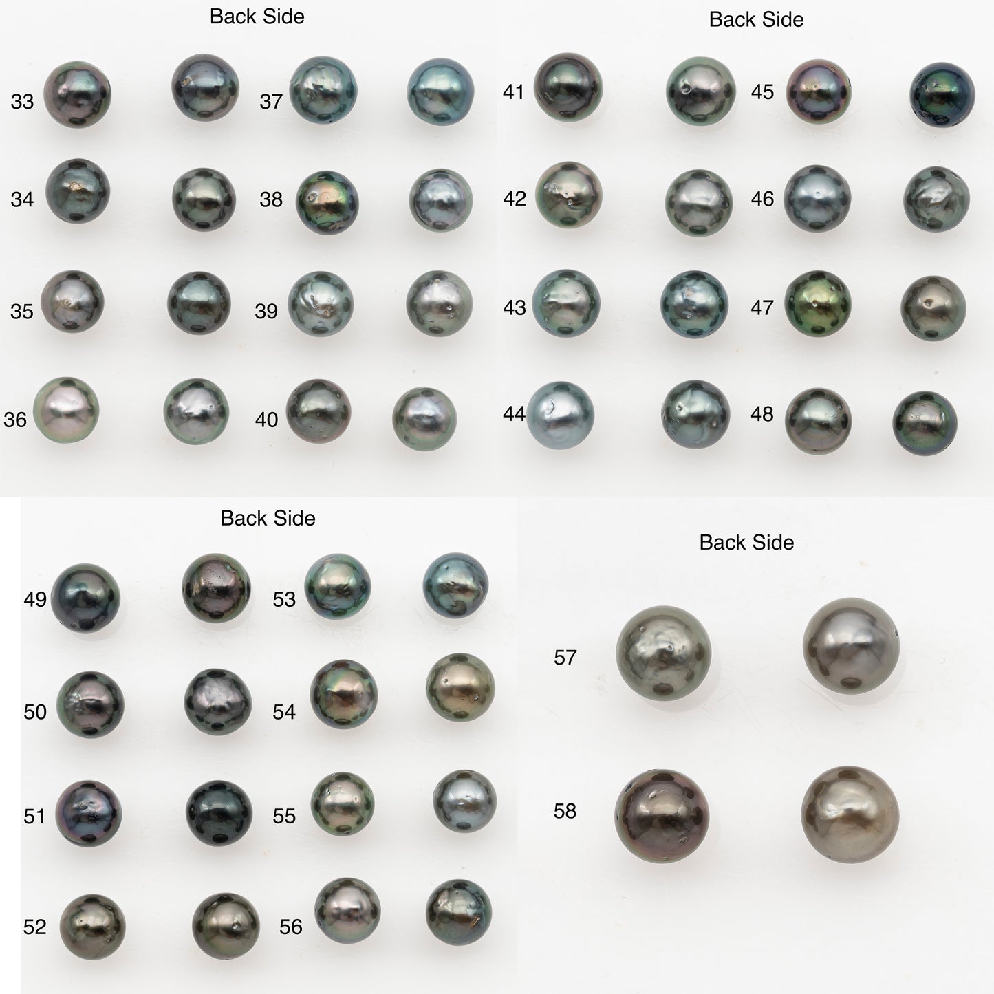 8-9mm Near Round Tahitian Pearl Pairs, Matched Loose Undrilled for Making Earring, Natural Color and High Luster, SKU # 3144TH