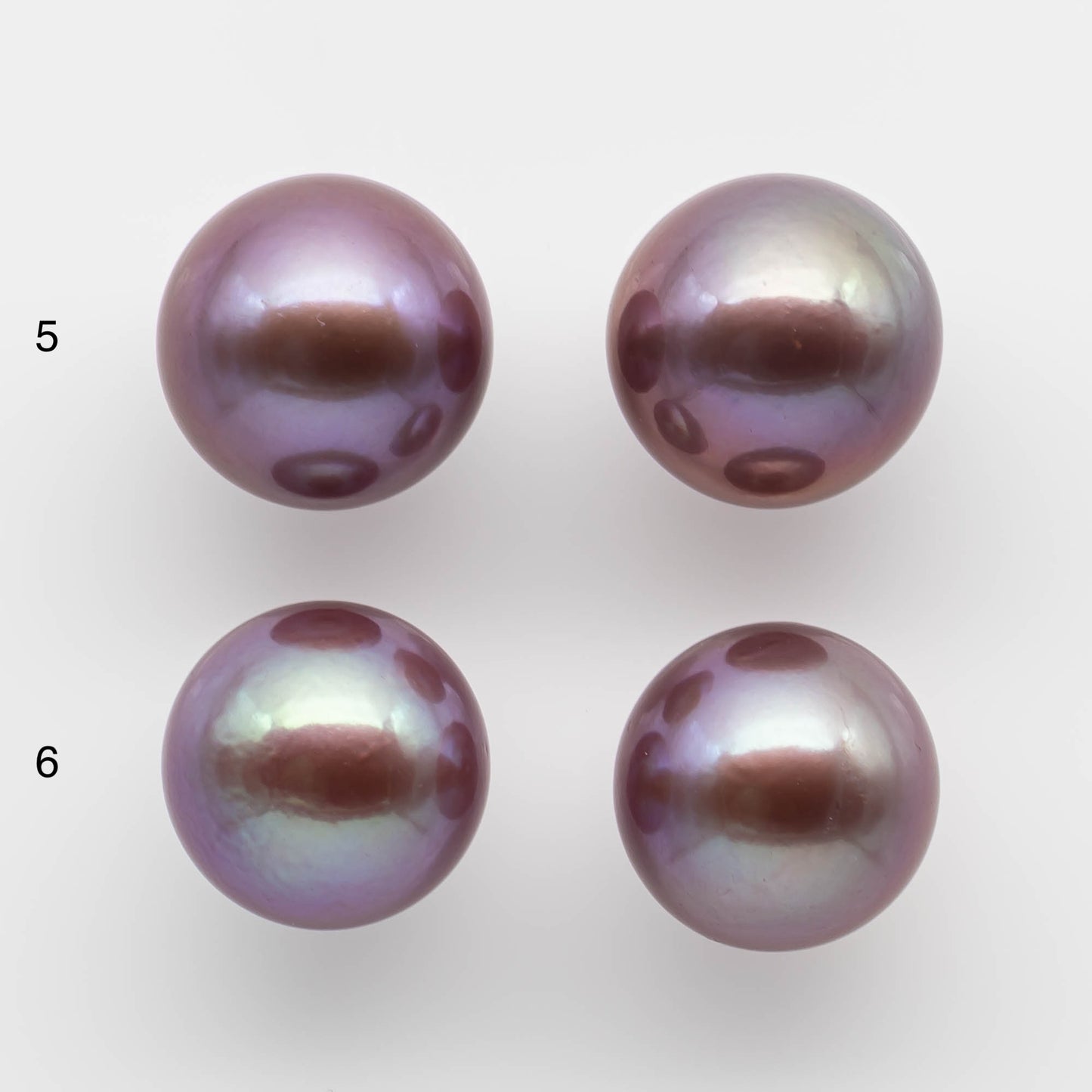 15-16mm XL Edison Pearl Round Natural Metallic Lavender with Amazing Luster, Matching Pair in Half Drilled for Making Earring, SKU # 1762EP