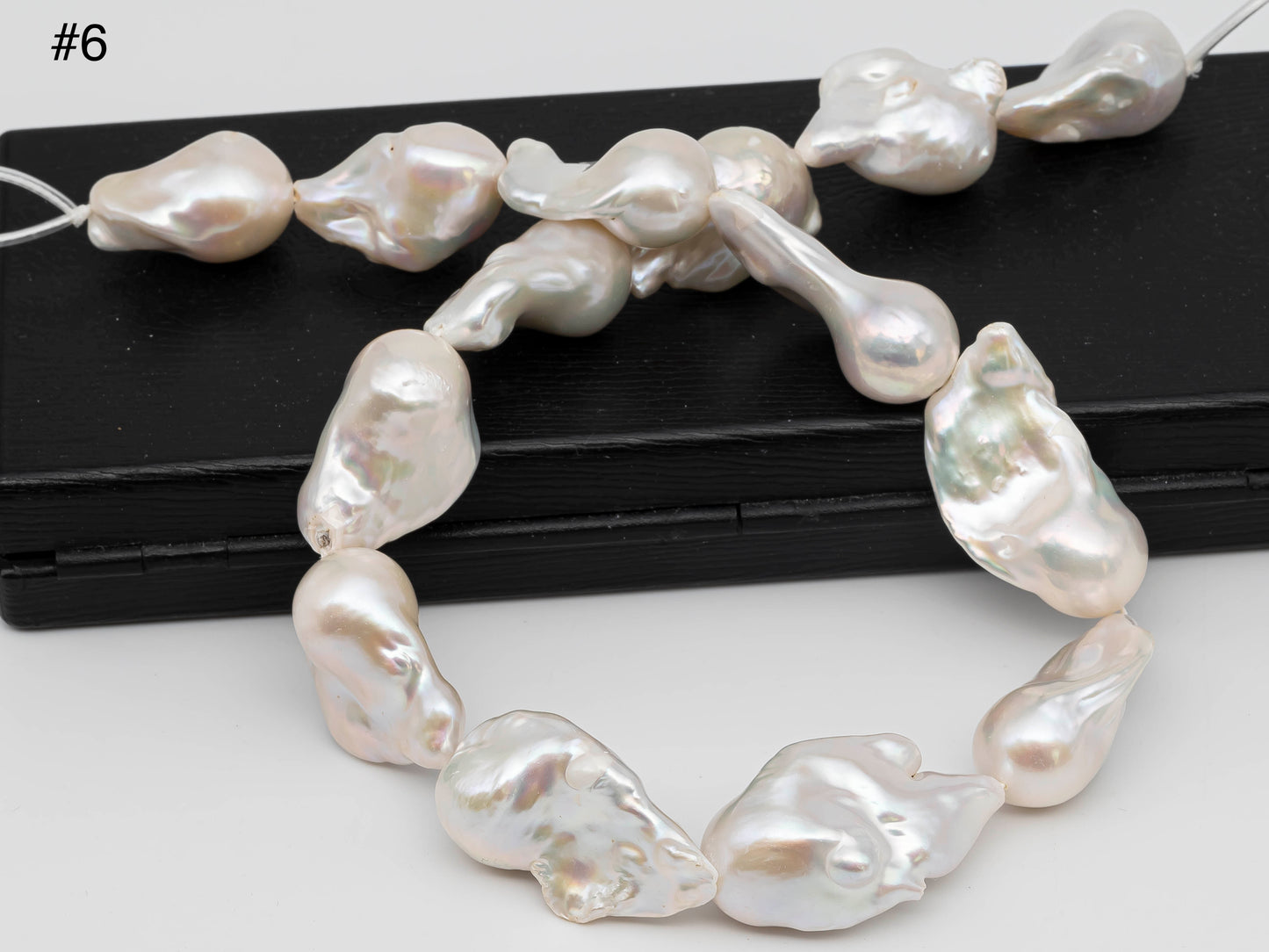17-22mm Baroque Pearl White Elongated with High Luster and Smooth Skin Freshwater Pearl Beads for Jewelry Making, SKU # 1259BA