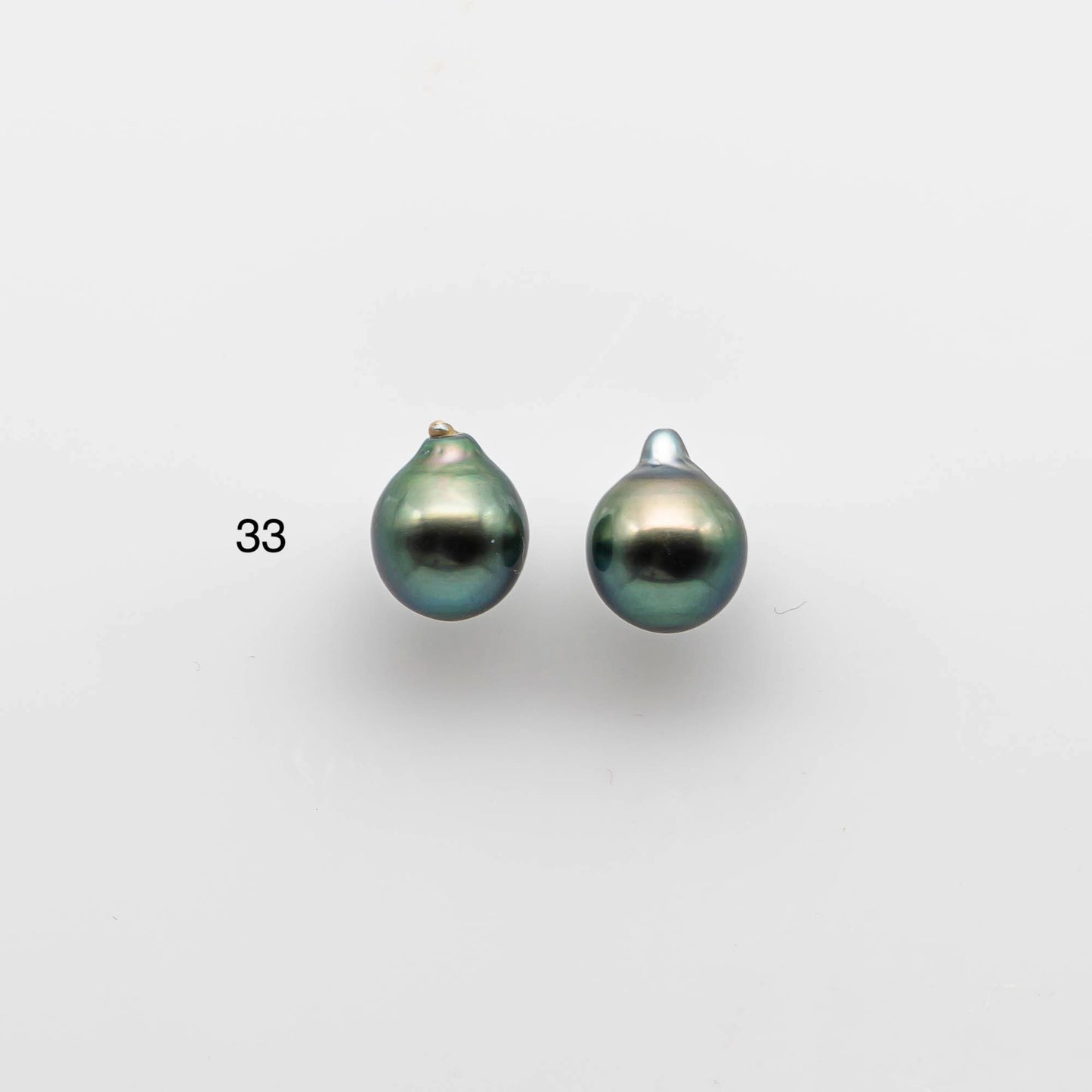 9-10mm Gorgeous Tahitian Pearl Drop in Amazing Luster with Minor Blemish, Loose Matching Pair in Undrilled for Making Earring, SKU # 1736TH