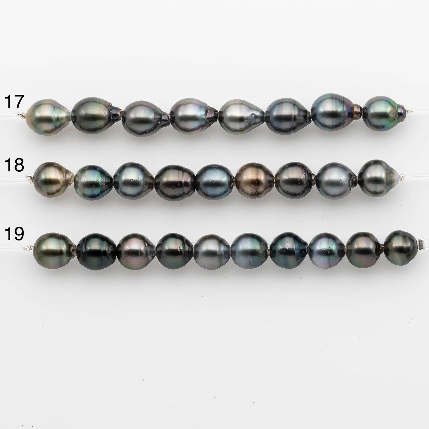 2mm Hole 10-11mm Tahitian Pearls in Short Strand with All Natural Color with High Luster for Jewelry Making, SKU# 2224TH