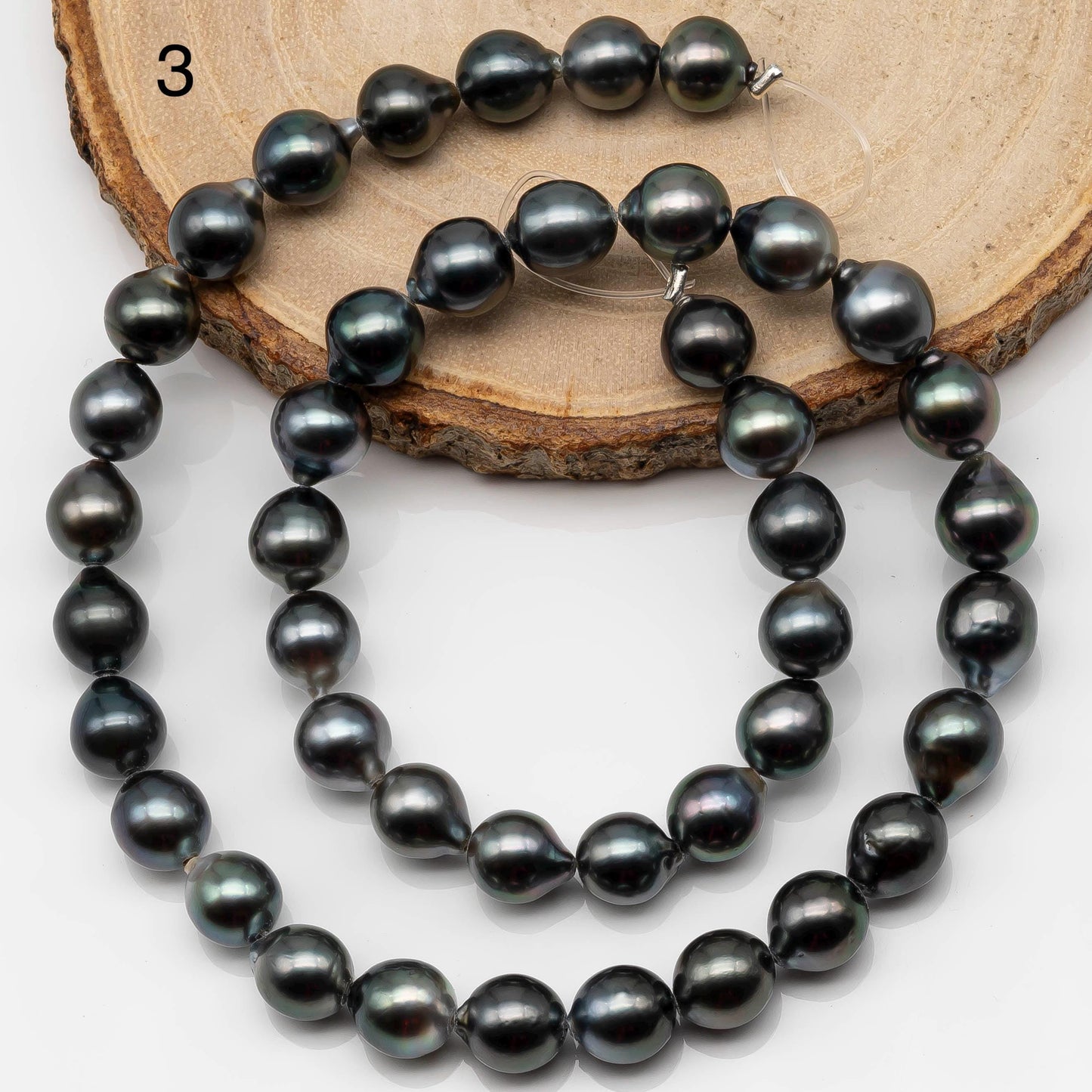 8-9mm Tahitian Pearl in Full Strand with All Natural Color with High Luster for Jewelry Making, SKU# 2247TH