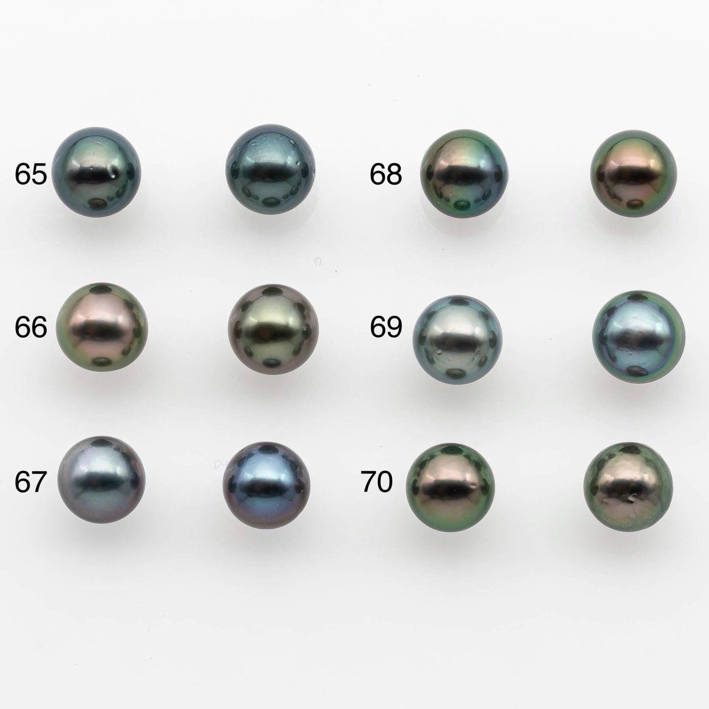 9-10mm Matching Pair Near Round Tahitian Pearl in High Luster, Undrilled for Making Earring or Pendant, SKU # 2540TH