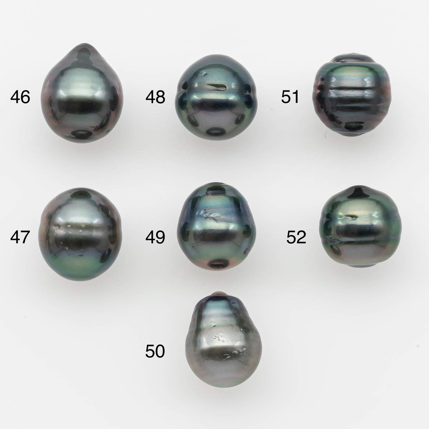 9-10mm Natural Color Tahitian Pearl Drop Shape Loose Single Piece Undrilled in High Luster and Minor Blemishes, SKU # 2642TH