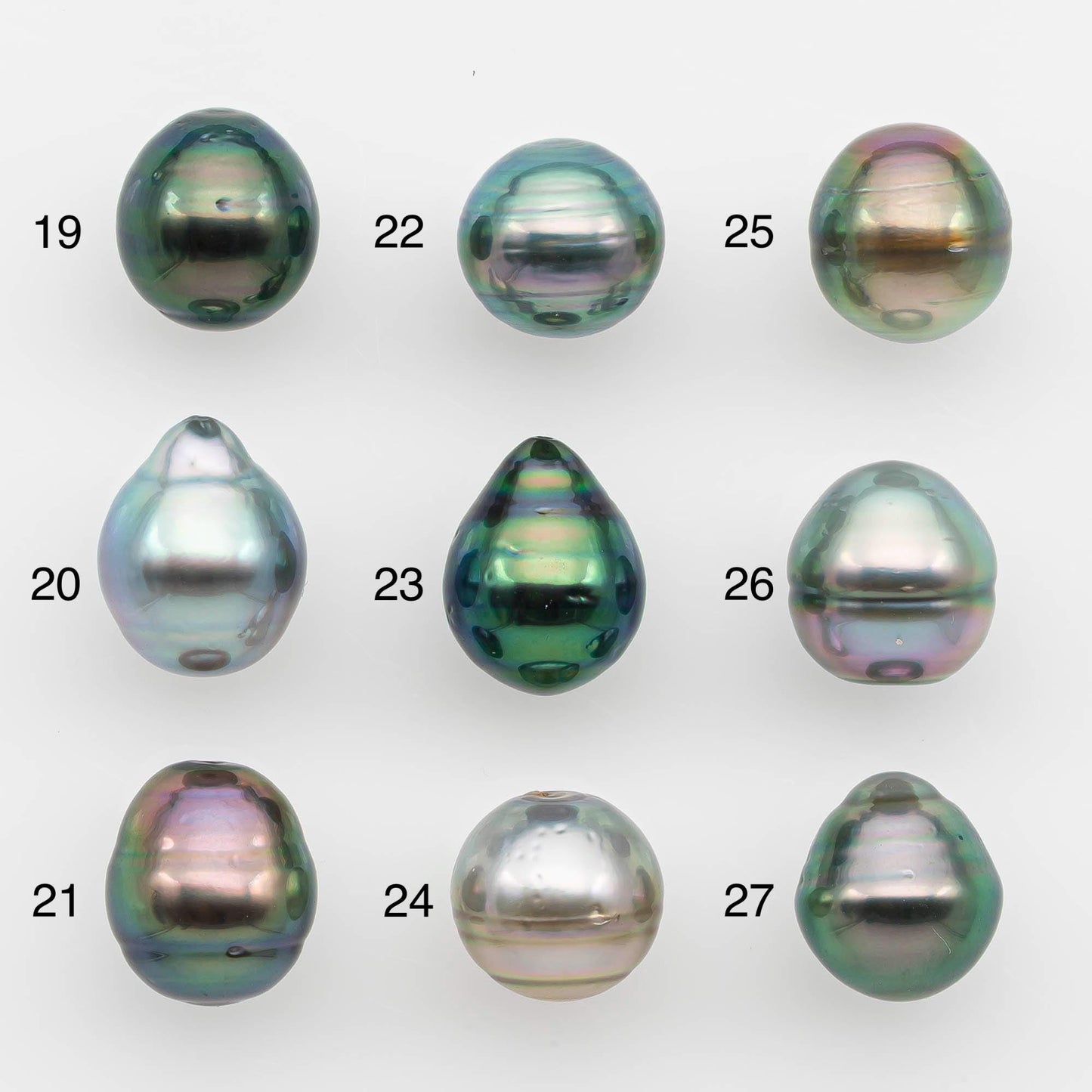 9-10mm Natural Color Tahitian Pearl Drop Shape Loose Single Piece Undrilled in High Luster and Minor Blemishes, SKU # 2631TH
