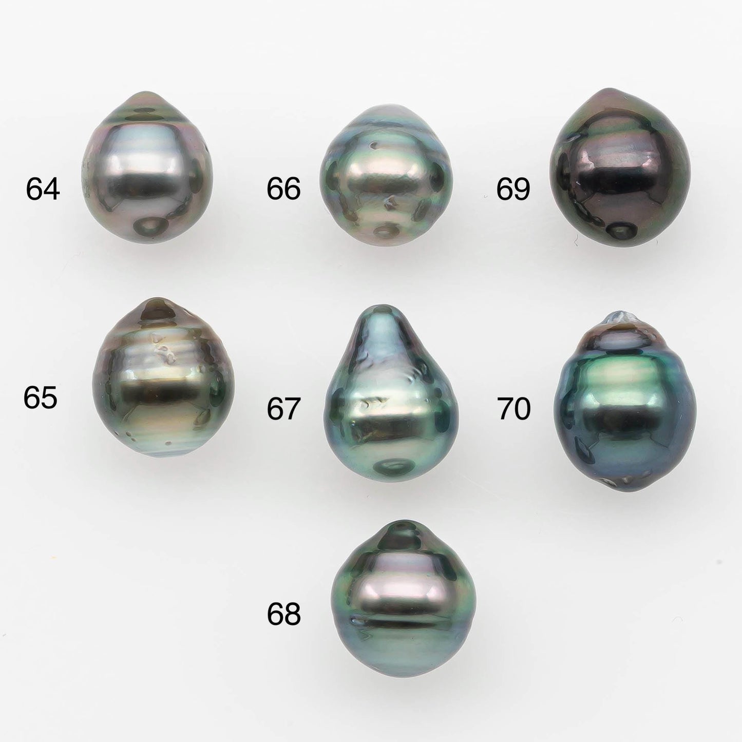 9-10mm Natural Color Tahitian Pearl Drop Shape Loose Single Piece Undrilled in High Luster and Minor Blemishes, SKU # 2644TH
