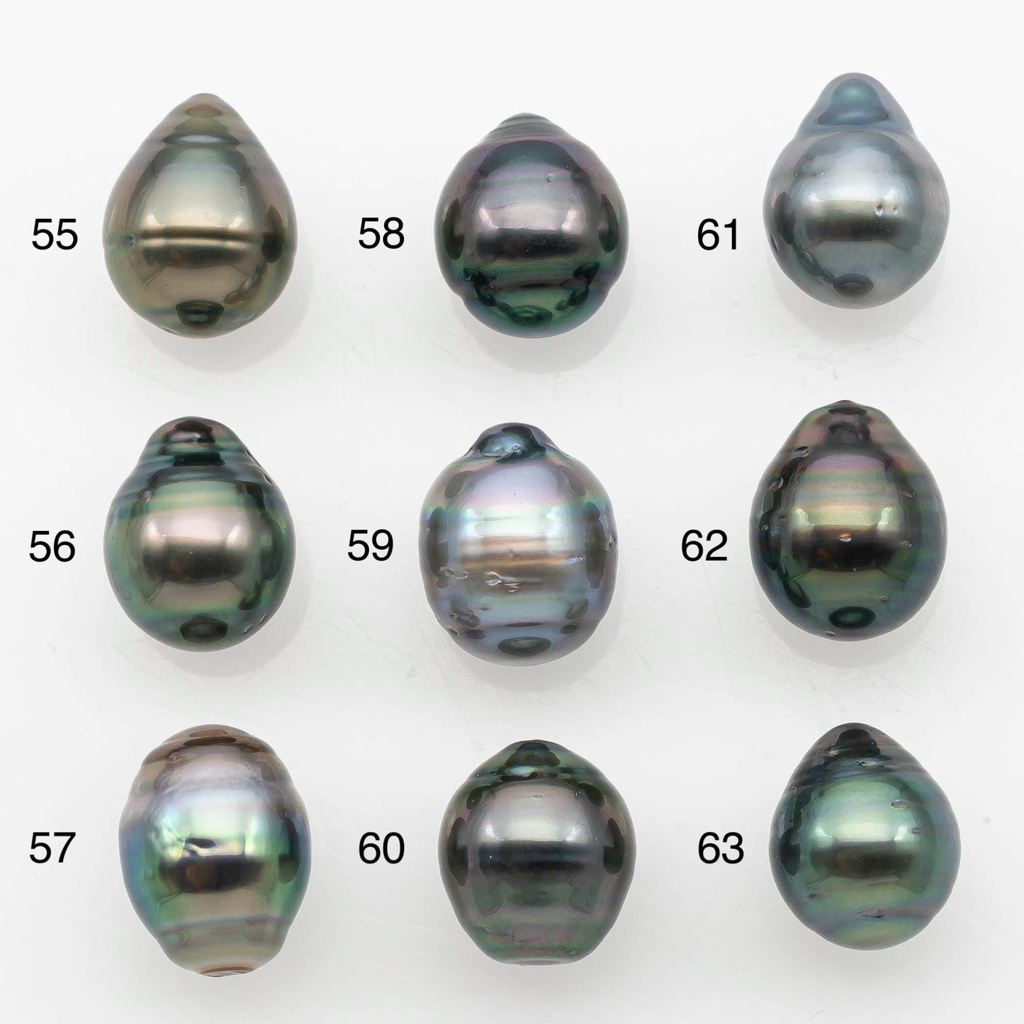 9-10mm Natural Color Tahitian Pearl Drop Shape Loose Single Piece Undrilled in High Luster and Minor Blemishes, SKU # 2641TH
