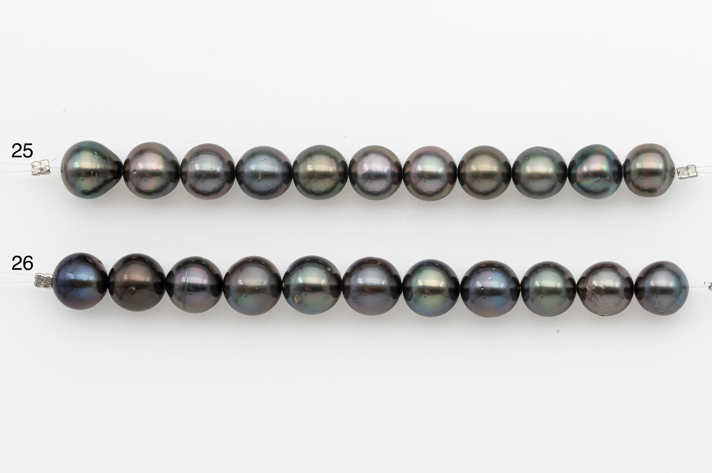 9-10mm Tahitian Pearl Short Strand, Near Round with High Luster and Natural Surface Variations, SKU # 2702TH