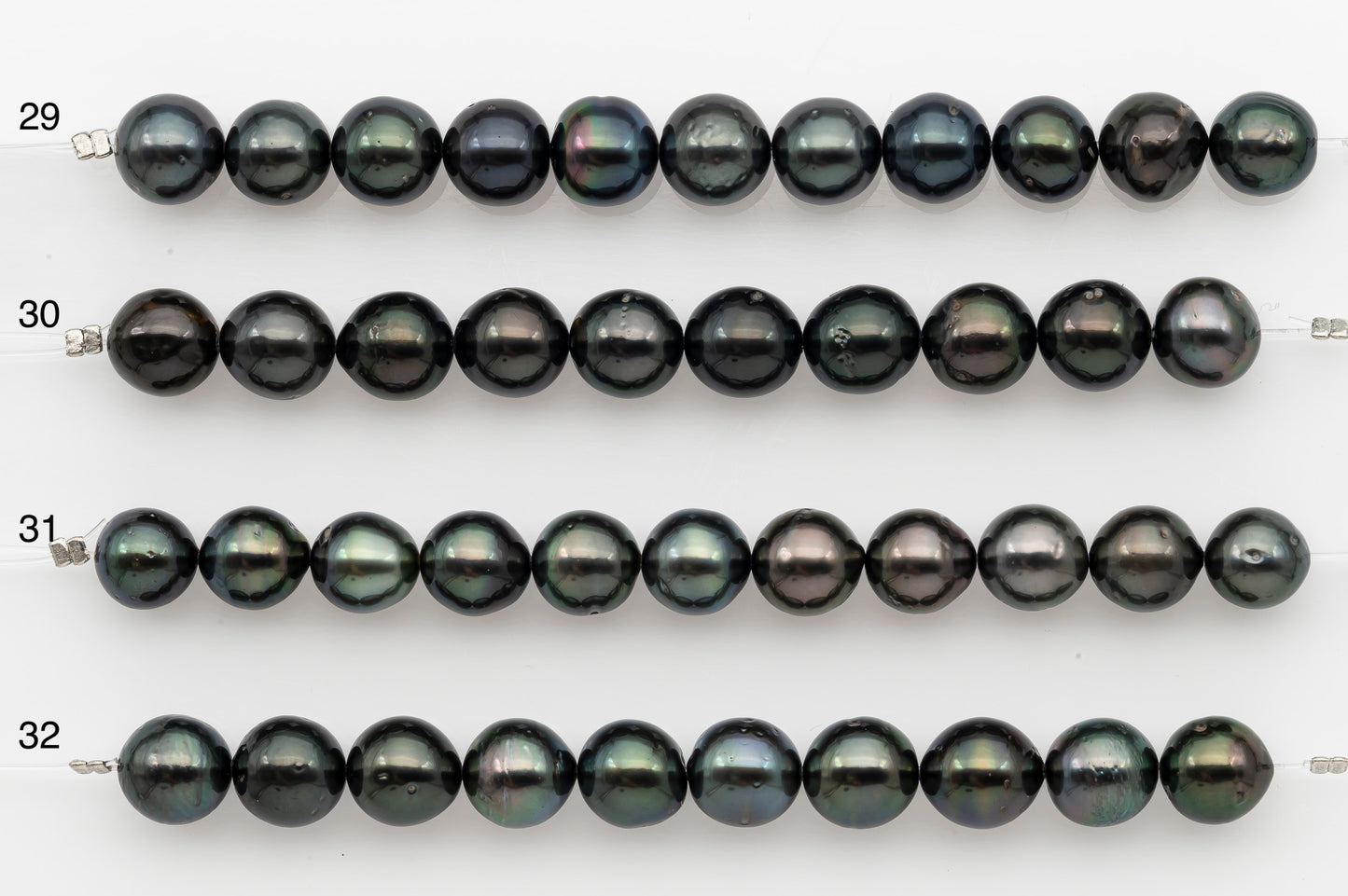 9-10mm Tahitian Pearl Short Strand, Near Round with High Luster and Natural Surface Variations, SKU # 2703TH