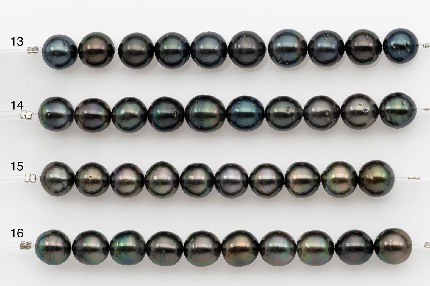 10-11mm Tahitian Pearl Short Strand, Near Round with High Luster and Natural Surface Variations, SKU # 2705TH