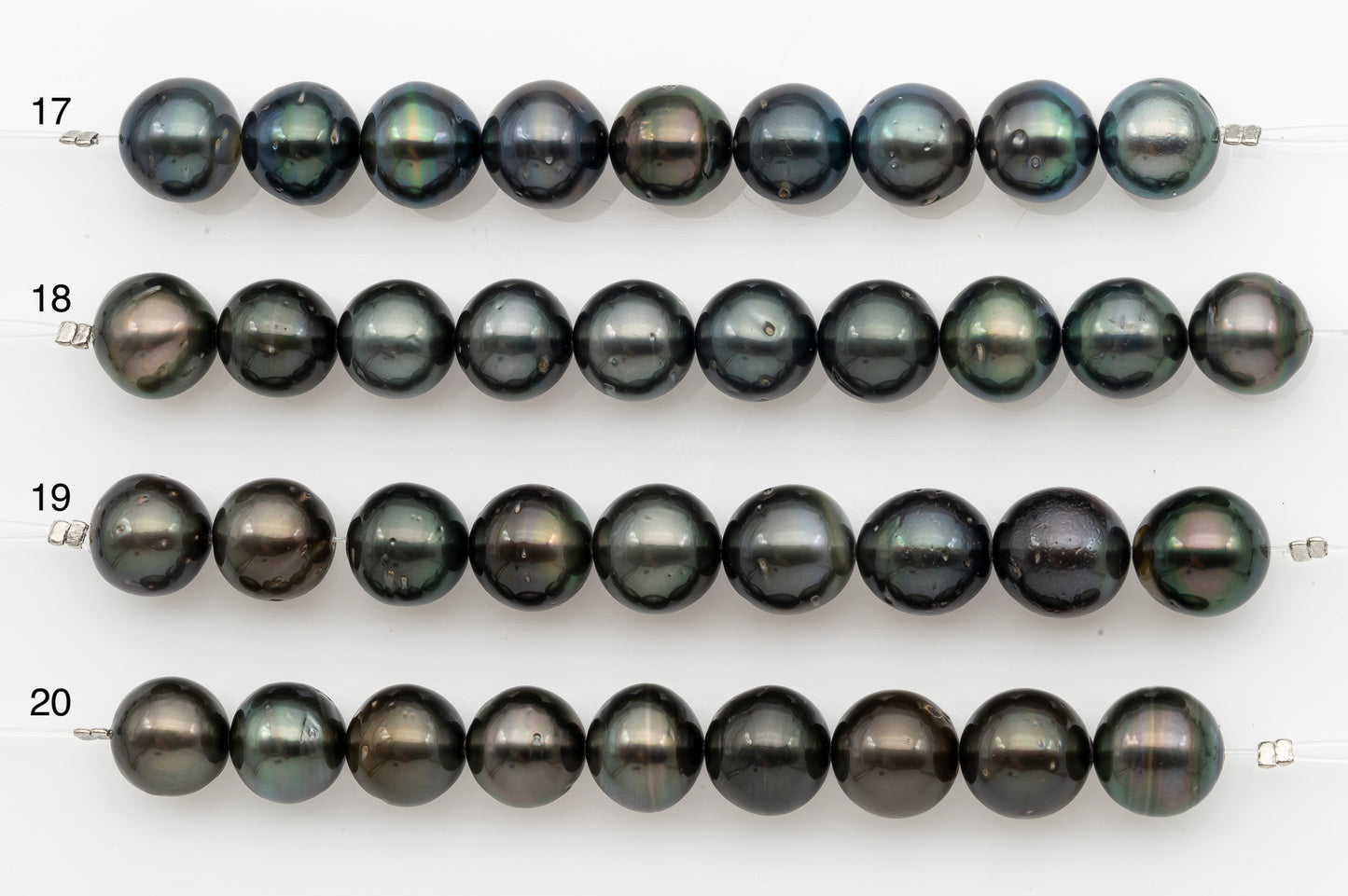 11-12mm Tahitian Pearl Short Strand, Near Round with High Luster and Natural Surface Variations, SKU # 2708TH