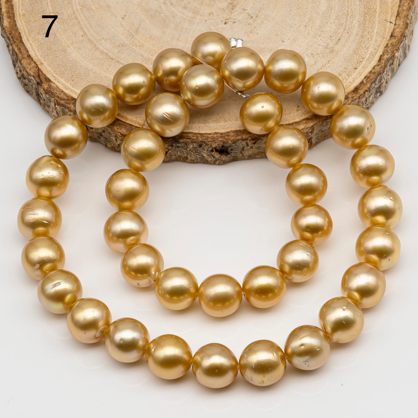 10-11mm Golden South Sea Pearl Near Round, Natural Color Pearls for Jewelry Making, Full Strand, SKU # 2741GS