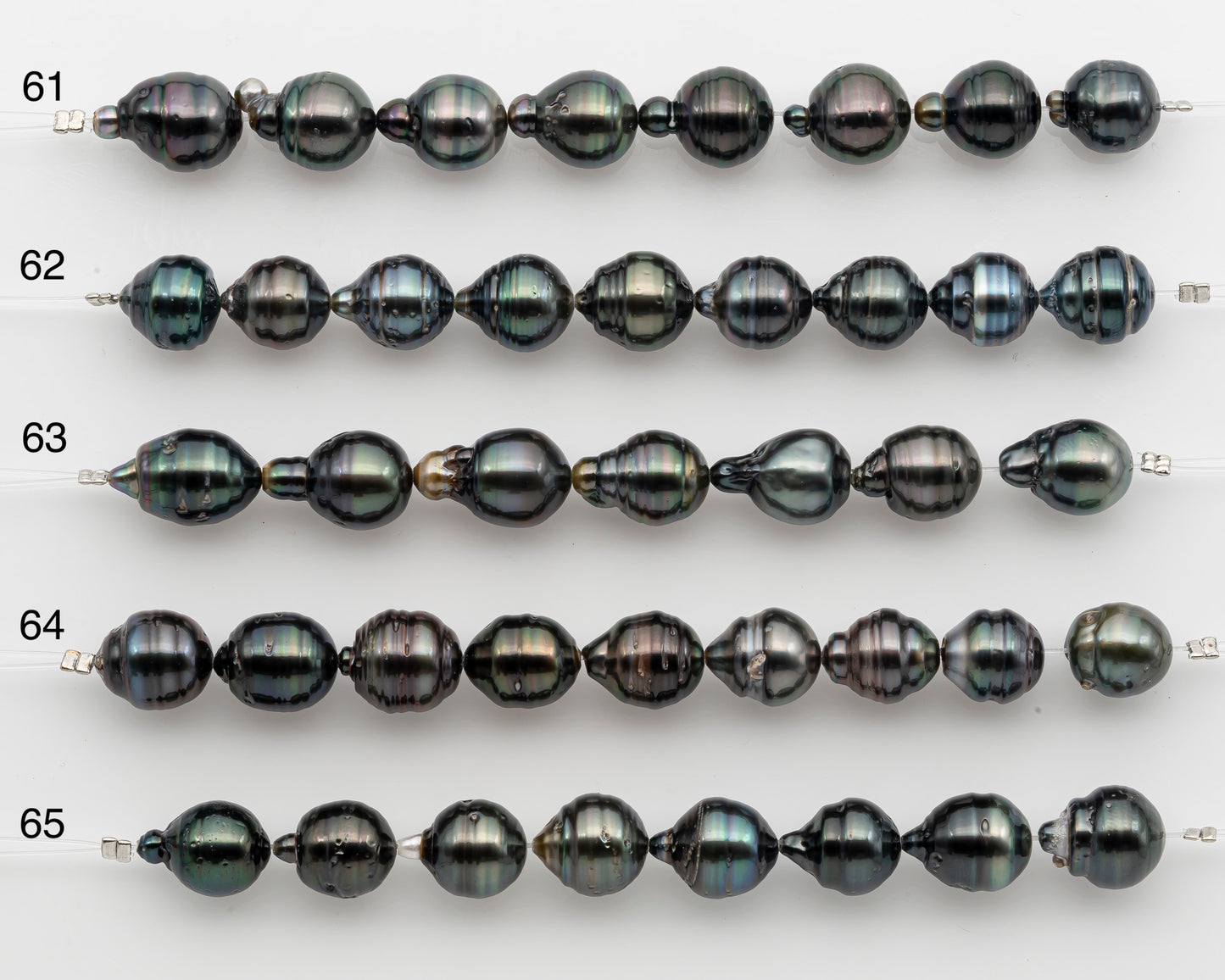 10-11mm Tahitian Pearl Short Strand, Near Round with High Luster and Natural Surface Variations, SKU # 2755TH