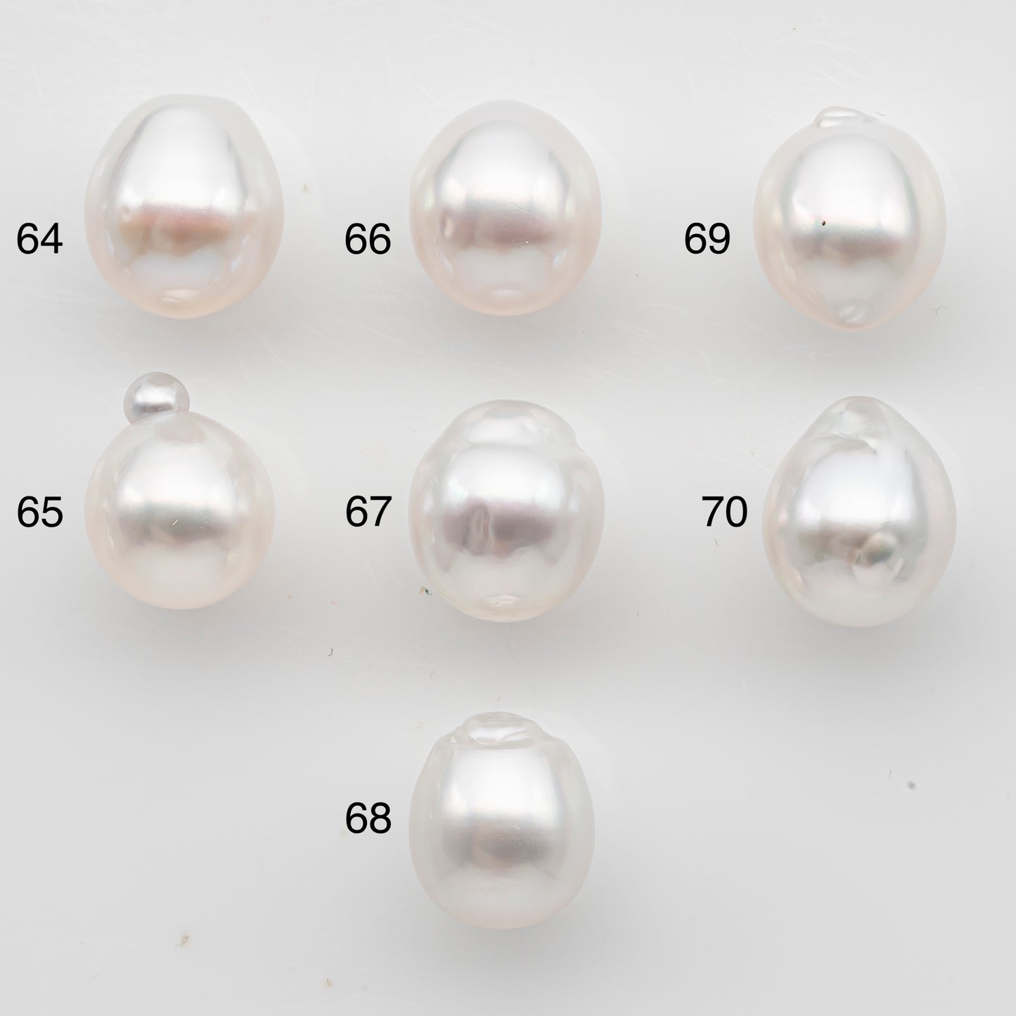 10-11mm White South Sea Pearl Drop Shape with High Luster, Loose Undrilled Natural Color, SKU # 3092WS