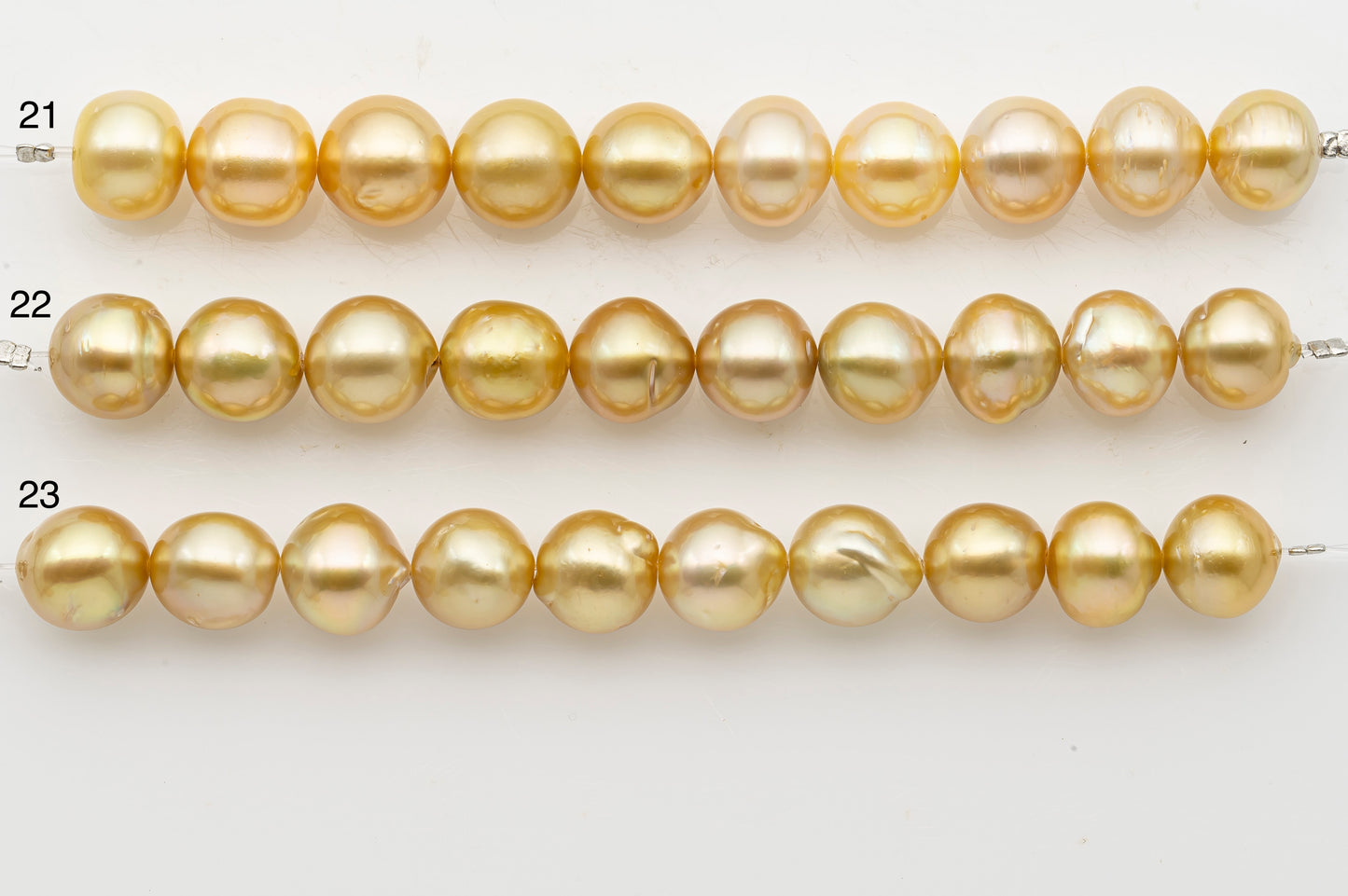 11-12mm Golden South Sea Pearl Short Strand with Minor Blemishes, Near Round and Natural Color Pearls for Jewelry Making, SKU # 3240GS