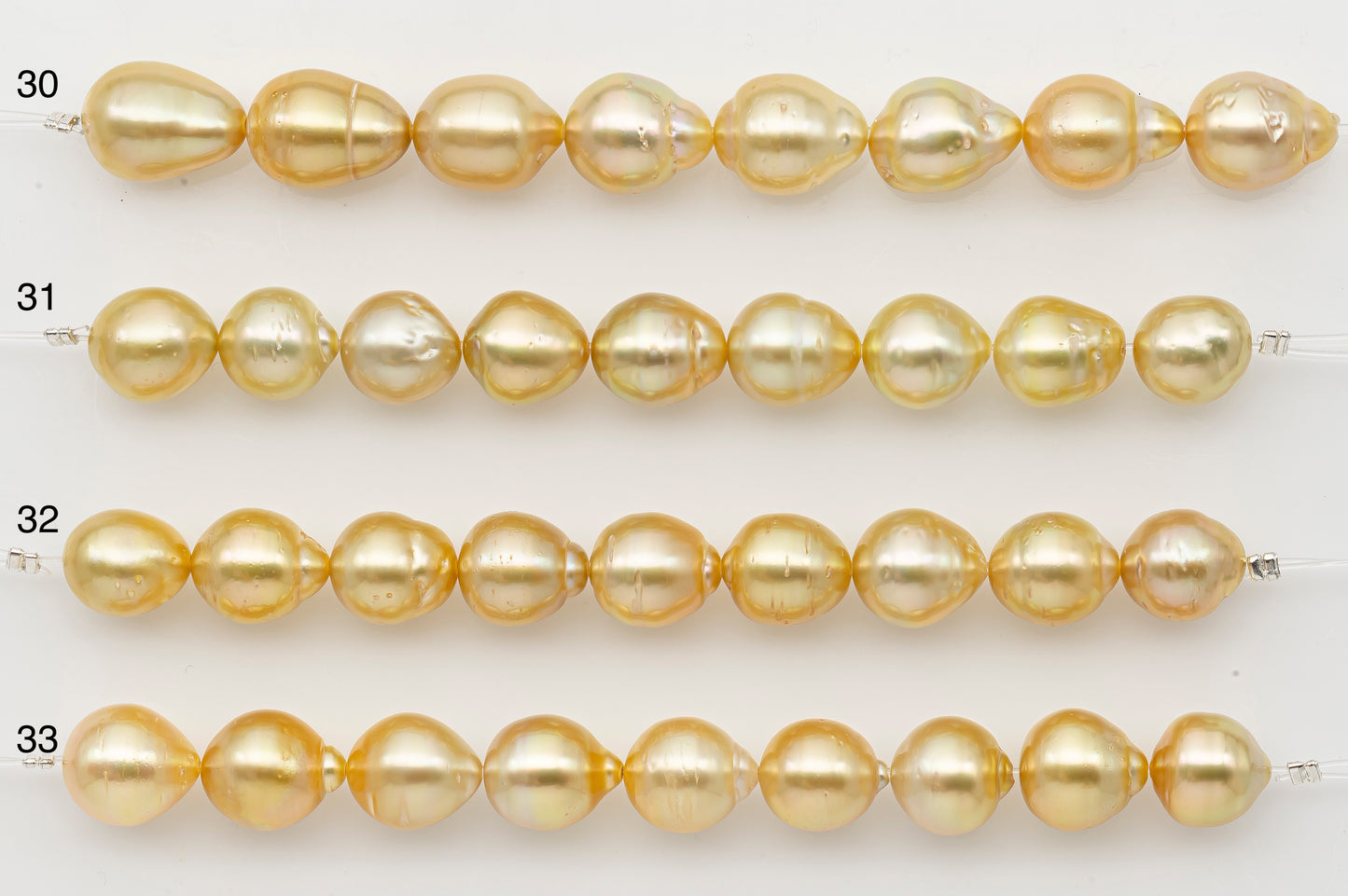 10-11mm Golden South Sea Pearl Short Strand with Blemishes, Natural Color Pearls for Jewelry Making, SKU # 3295GS