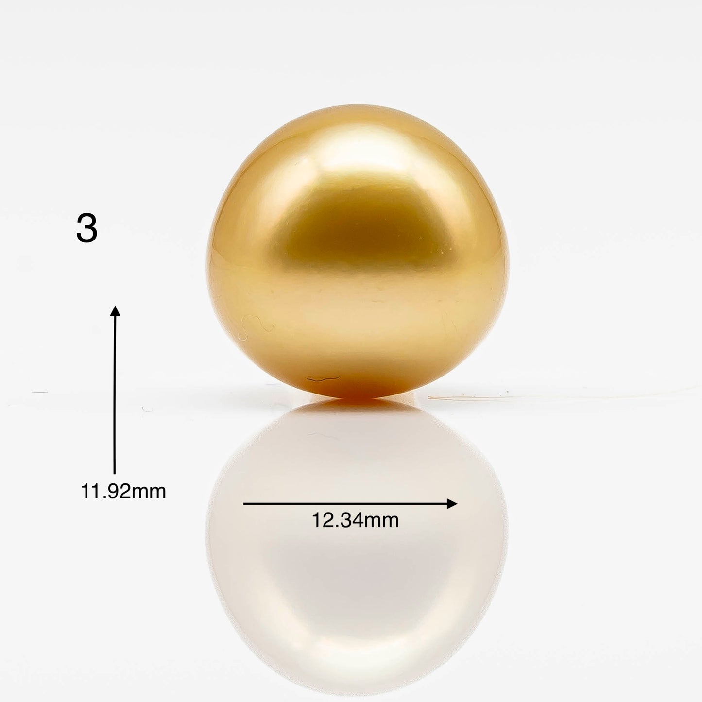 12-13mm Gold South Sea Pearl in Natural Color with High Luster, Near Round Undrilled Single Piece for Jewelry Making, SKU # 1827GS