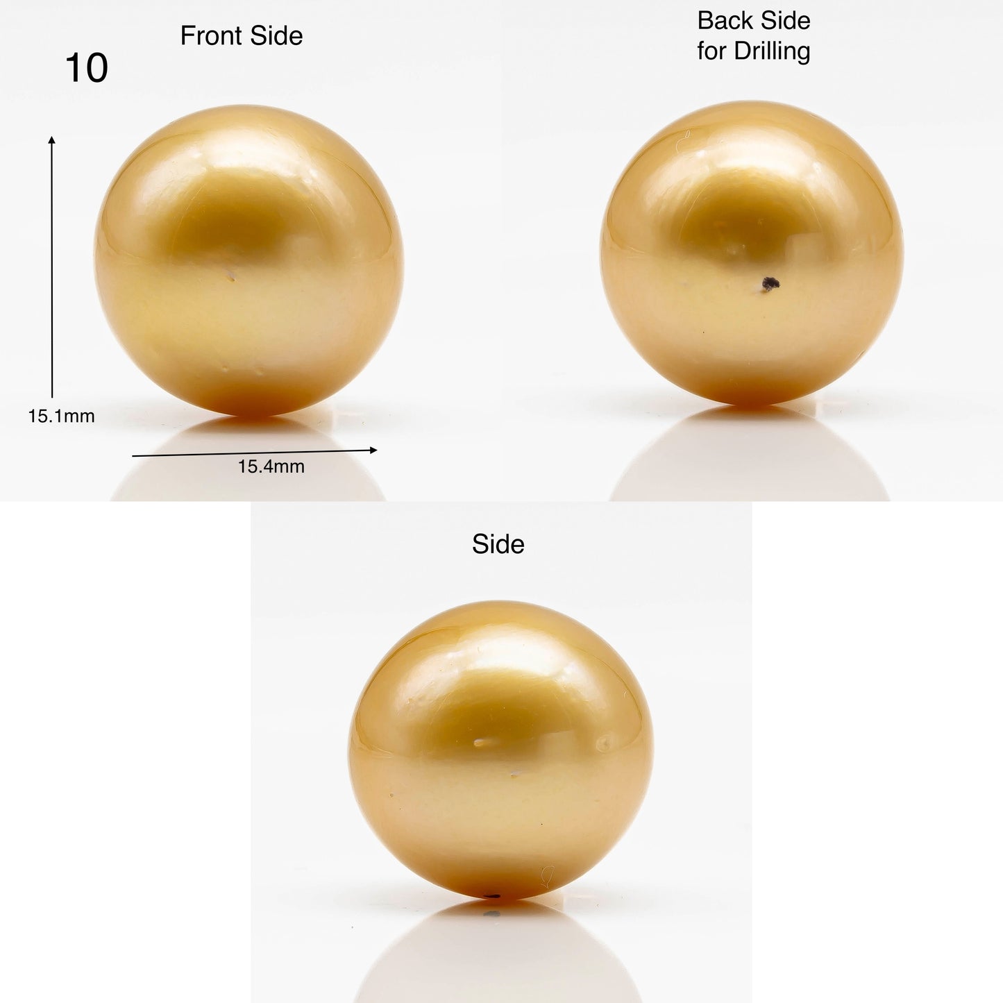 15-16mm Large Size Golden South Sea Pearl in Natural Color with High Luster, Round Single Piece Undrilled for Jewelry Making, SKU # 1906GS