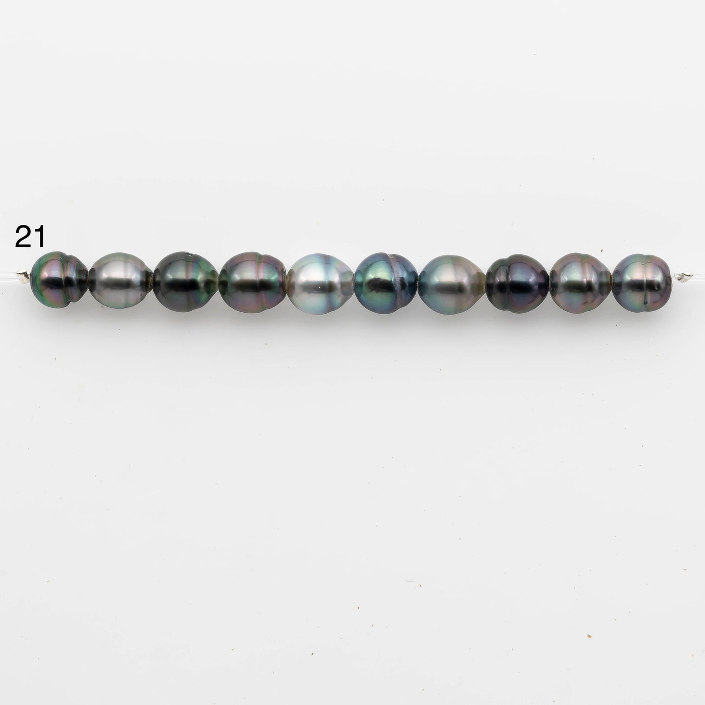2mm Hole 9-10mm Tahitian Pearls in Short Strand with All Natural Color with High Luster for Jewelry Making, SKU# 2228TH