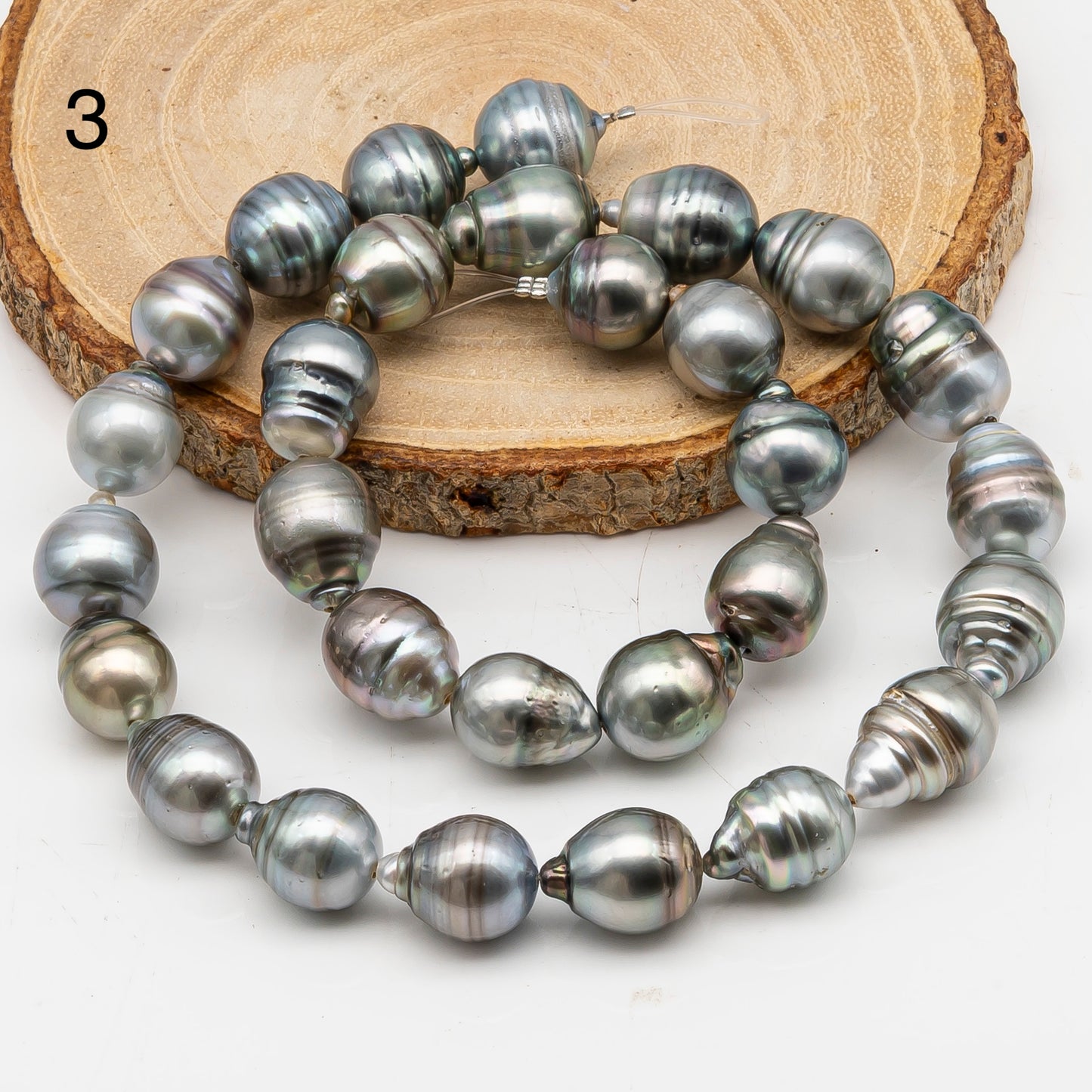 11-12mm Tahitian Pearl in Full Strand, Natural Colors with High Luster, for Jewelry Making, SKU # 2977TH