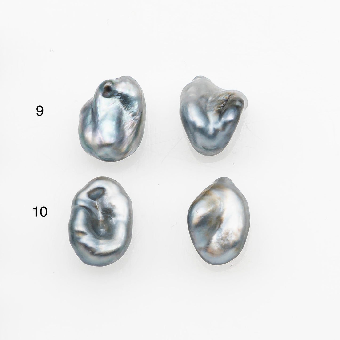 9mm Tahitian Keshi Pearl Pairs, Matched Loose Undrilled for Making Earring, Natural Color and High Luster, SKU # 3267TH