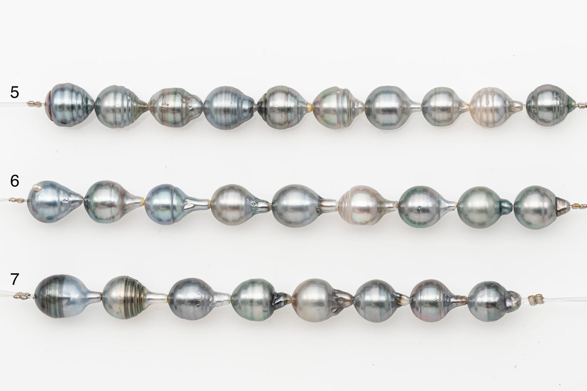 8-9mm Tahitian Pearl Short Strand with Minor Blemishes, Natural Colors, SKU # 3321TH
