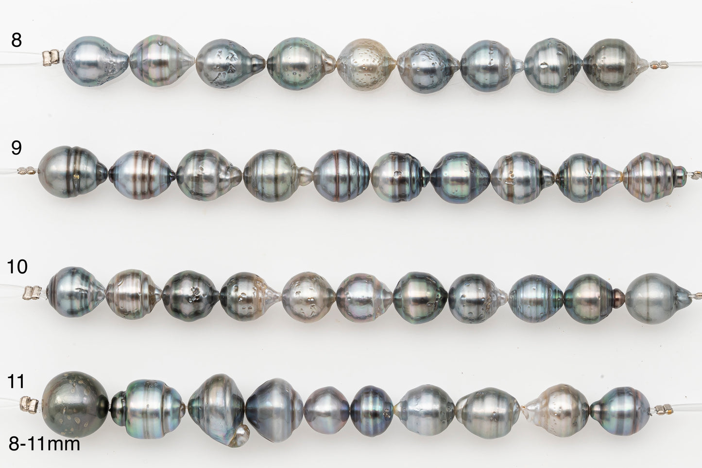 8-9mm Tahitian Pearl Short Strand with Minor Blemishes, Natural Colors, SKU # 3321TH