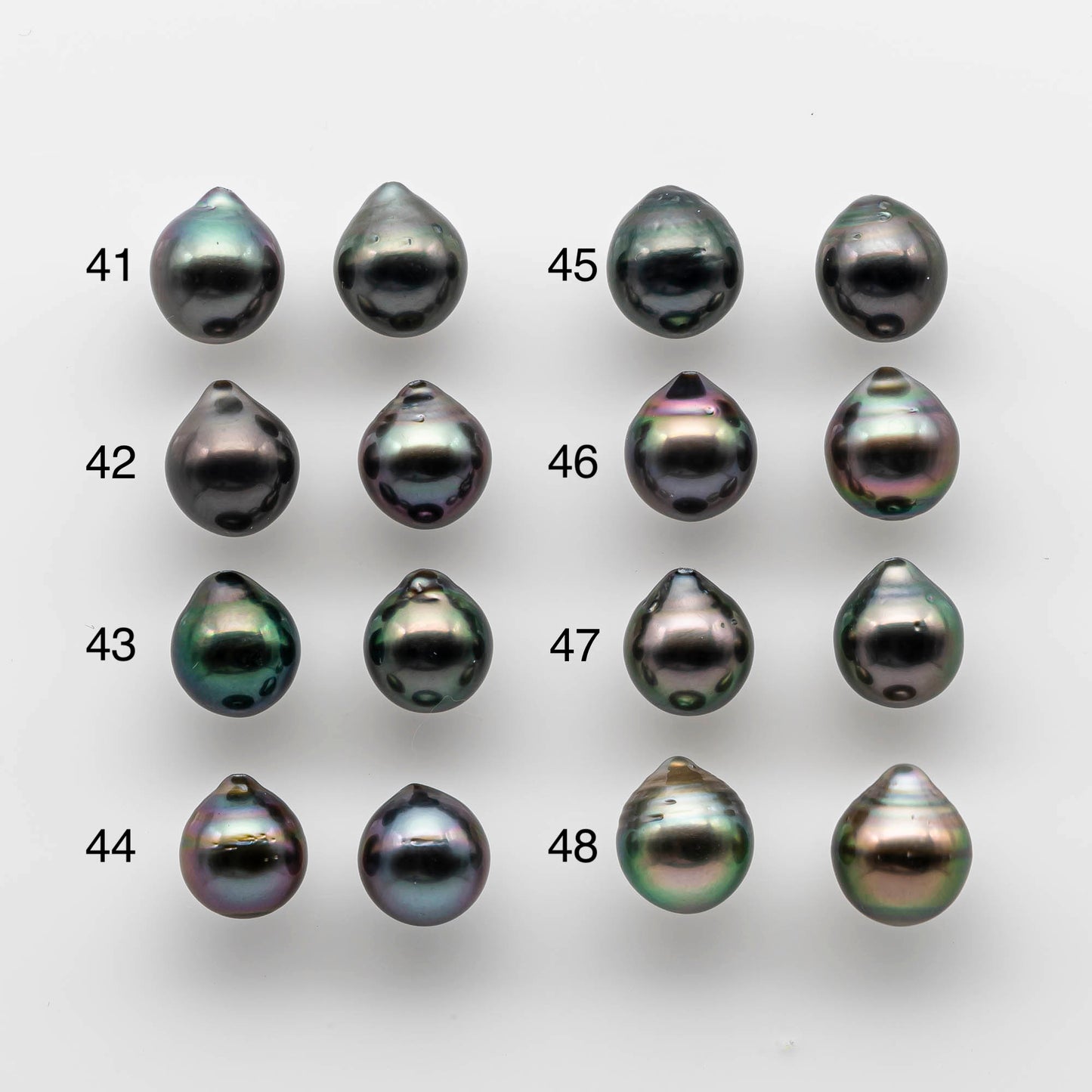 9-10mm Teardrop Tahitian Pearl Loose Matching Pair Undrilled with Minor Blemish and High Luster, For Making Earring, SKU # 1735TH