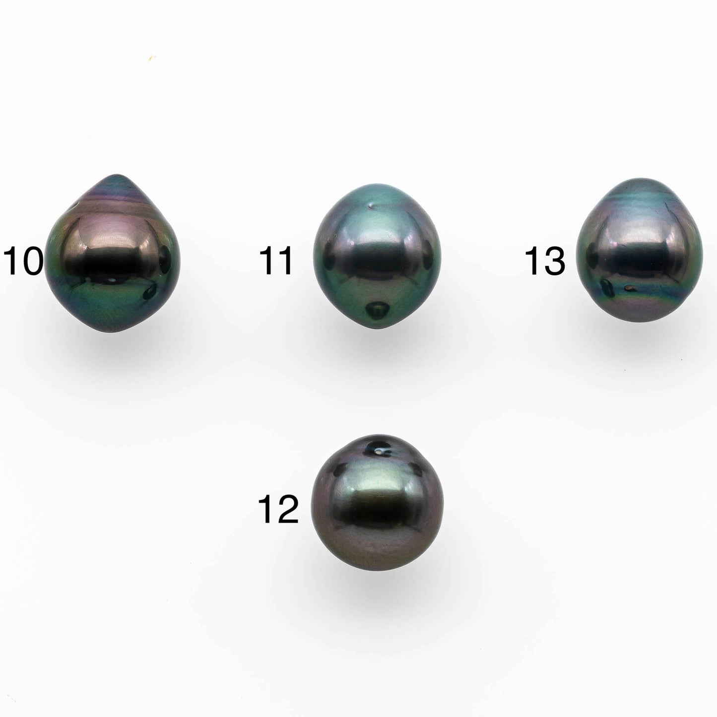 13mm or 14mm Teardrop Black Tahitian Pearl with Blemish in Loose Undrilled Natural Color and High Luster, Single Piece, SKU # 1414TH