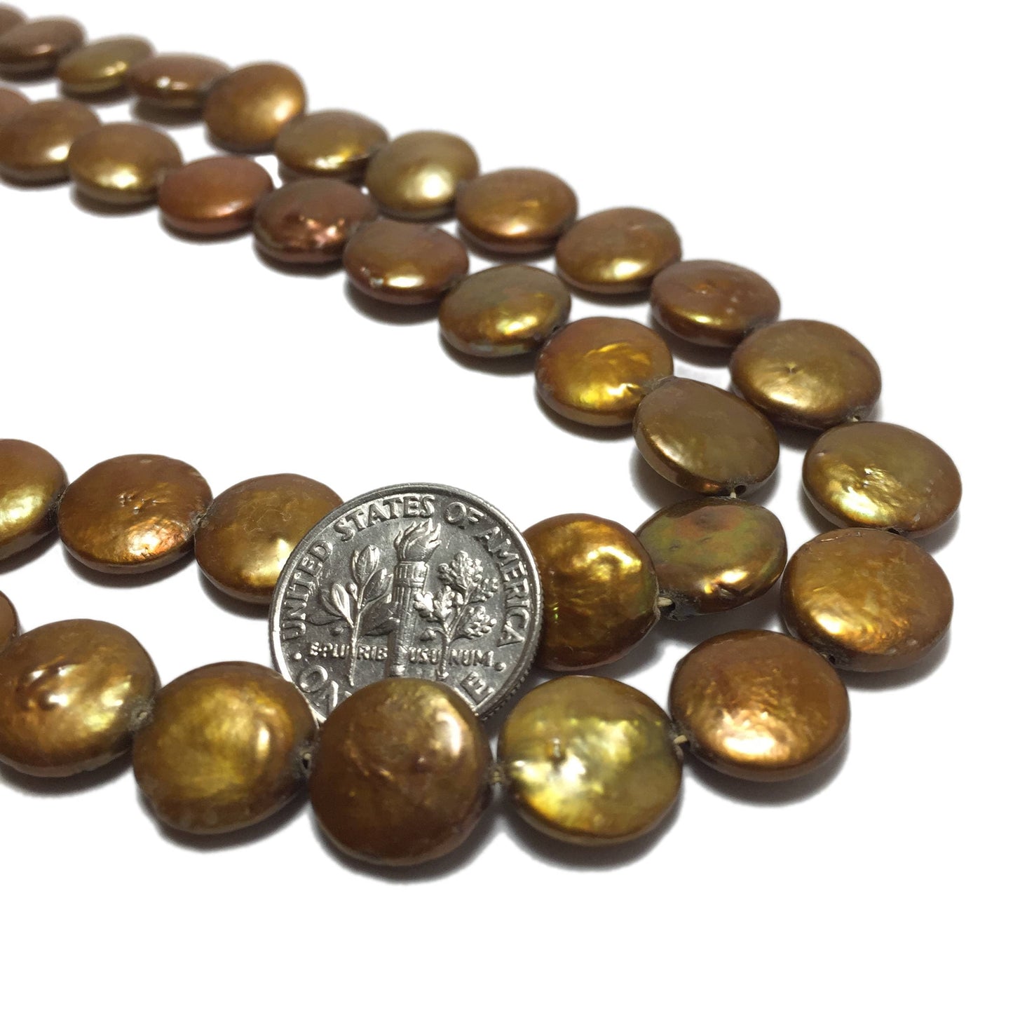 Coin Pearls, 9.5-10mm Copper Freshwater Pearls in 16 inches, COIN005