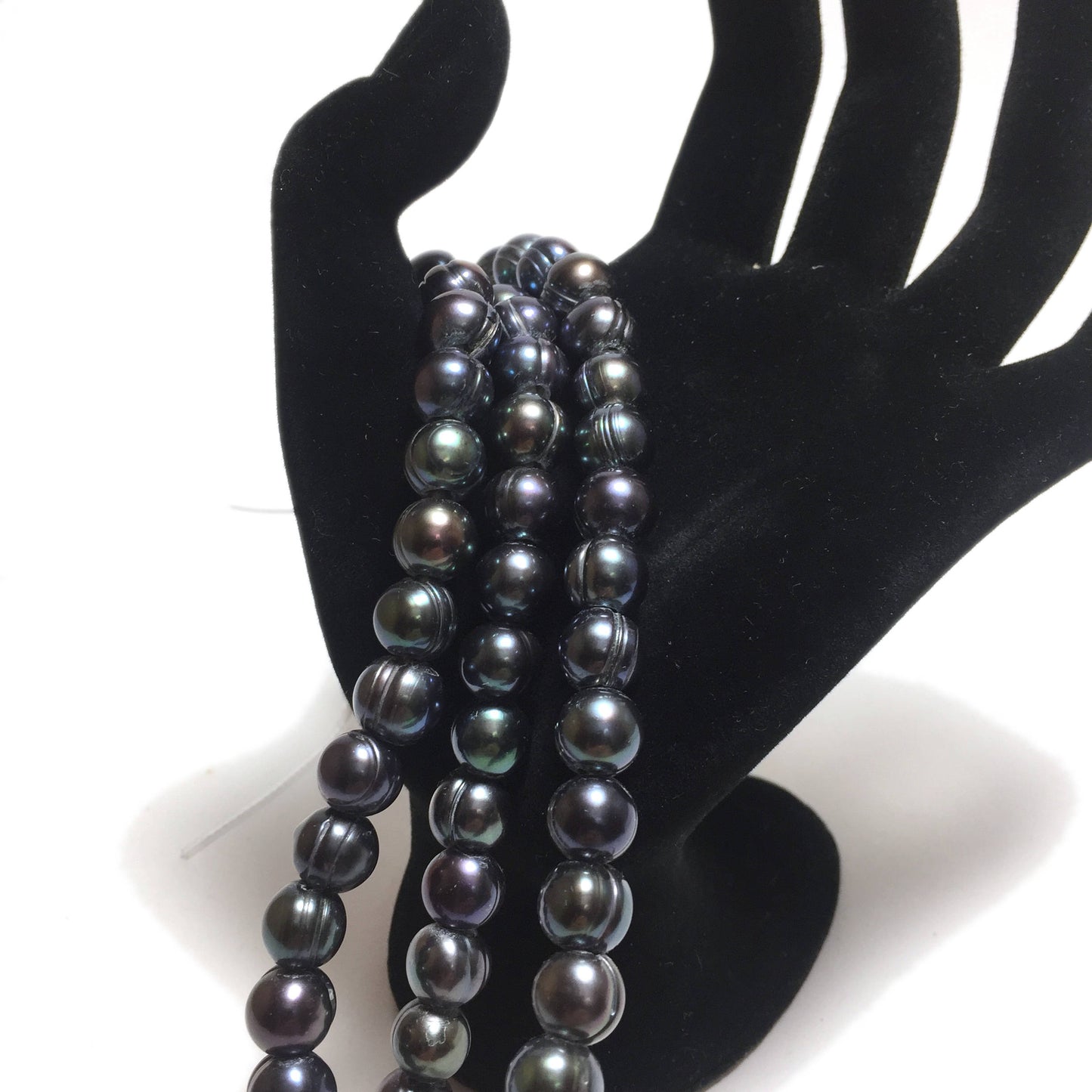 Large Hole Pearls, 9-9.5mm Potato Shape Peacock Color Freshwater Pearls, 8 inch strand with 2.5mm hole size, LH019