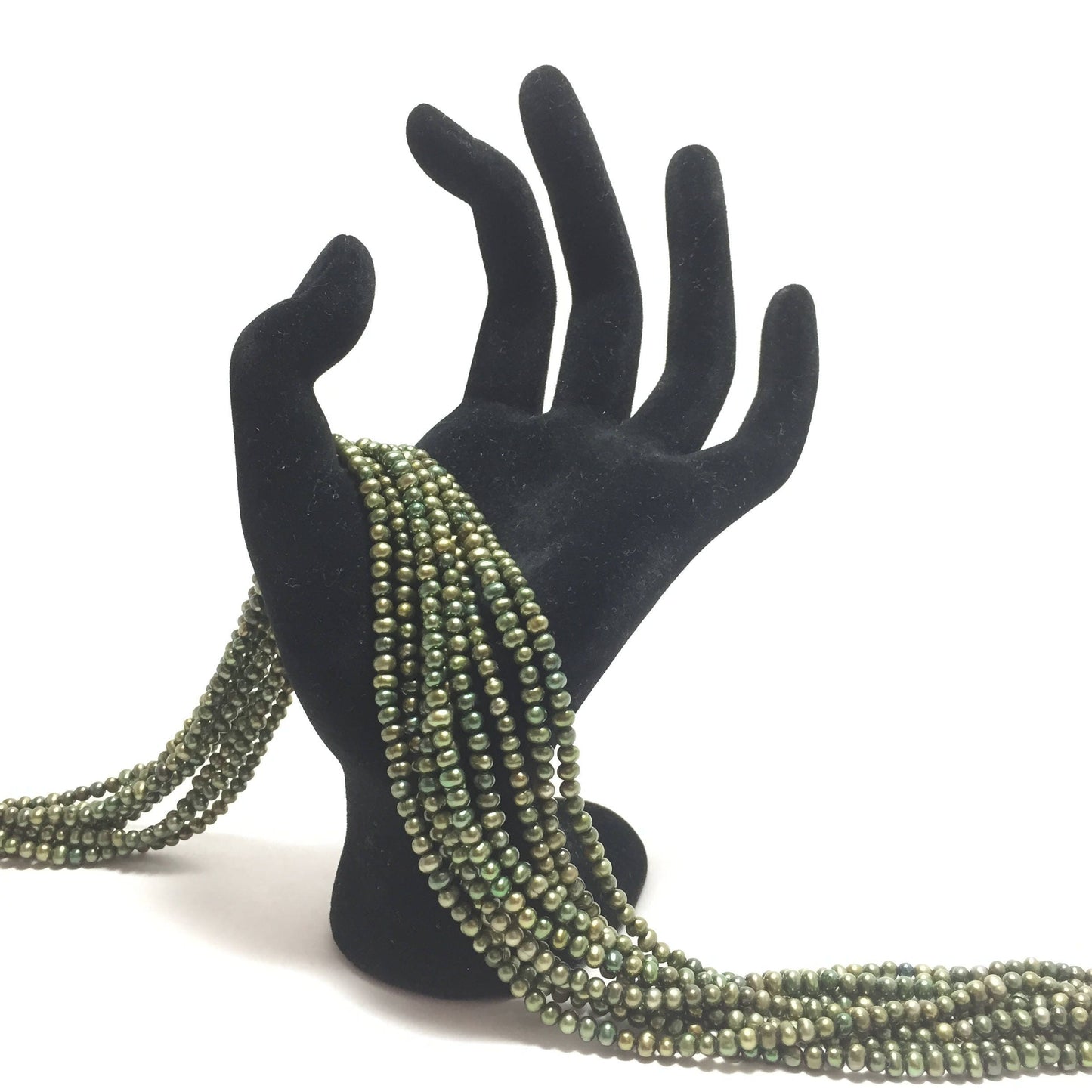 Baby Potato 3-3.5mm Green Freshwater Pearls 16 inches, Seed Pearls BPOT006