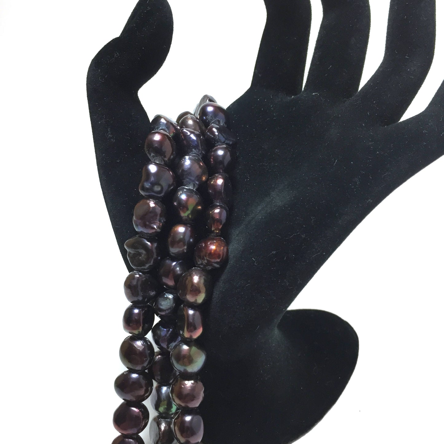 Large Hole Pearls, 7.5-8mm Nugget Shape Peacock Color Freshwater Pearls, 8 inch strand with 2.5mm hole size, LH010