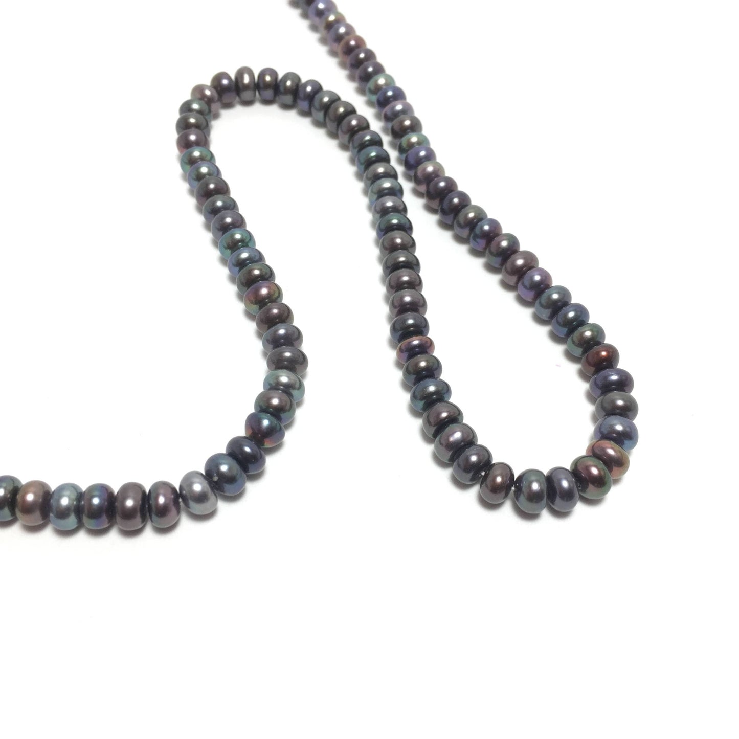 Button or Roundel Pearls, 5-5.5mm Peacock Color Freshwater Pearls in 16 inches, BUT003