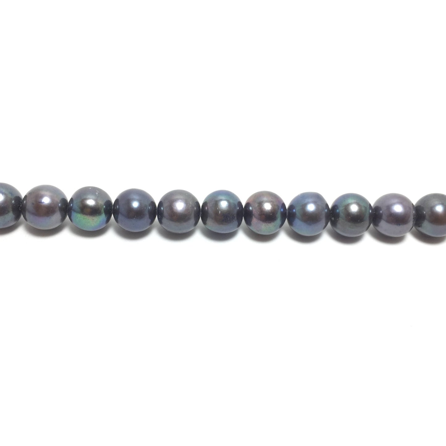 Near Round Pearls, 10.5-11.5mm Peacock Color Freshwater Pearls in 15.75 inches, NRD003