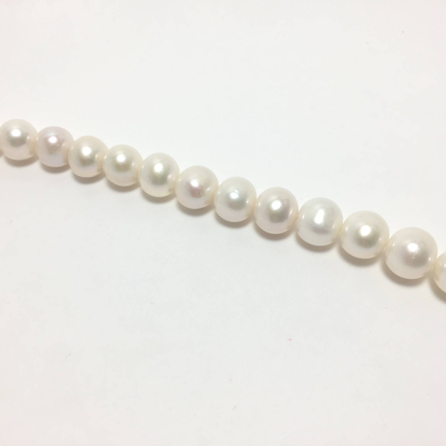 Near Round Pearls, 10.5-11.5mm White Color Freshwater Pearls in 15.5 inches, NRD007