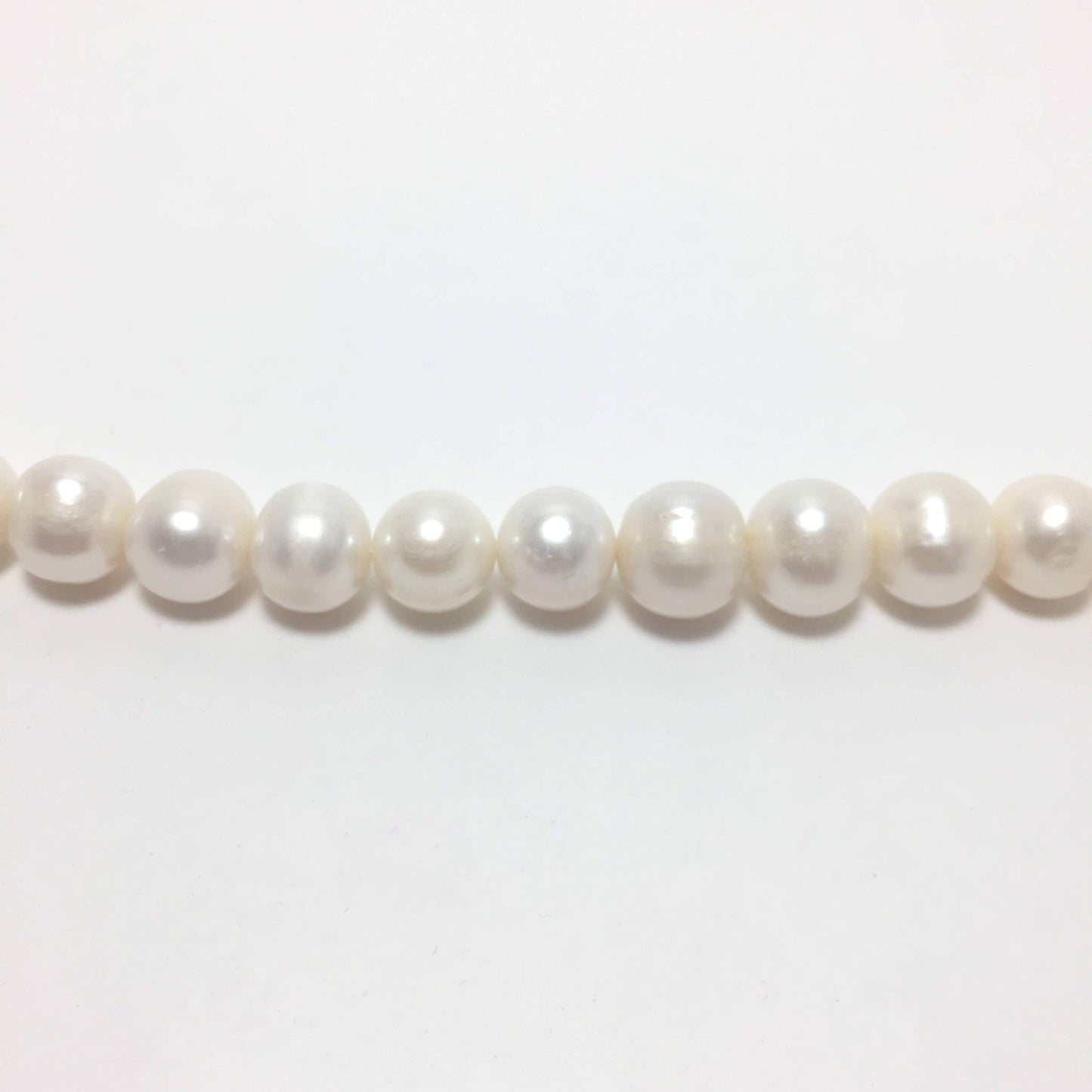 Near Round Pearls, 11.5-12.5mm White Color Freshwater Pearls in 15.5 inches, NRD008