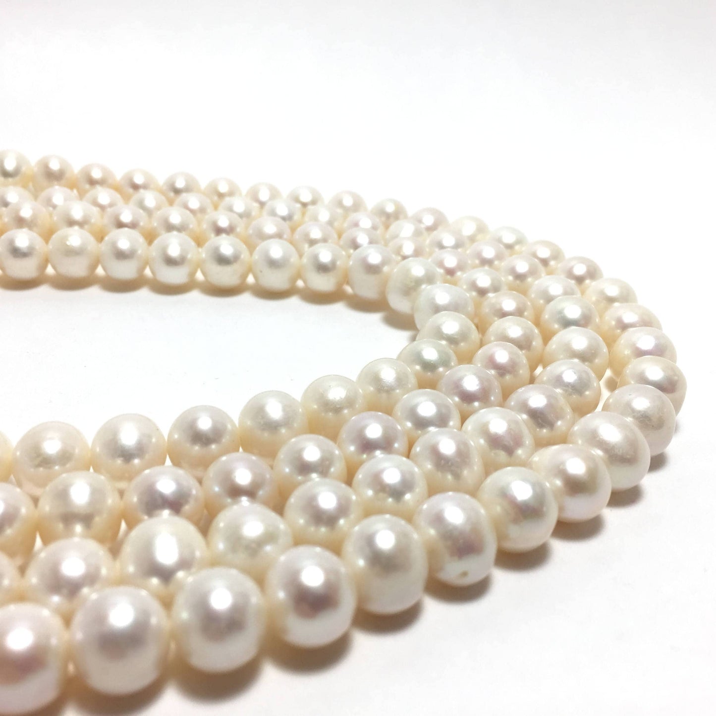 Near Potato Pearls, 9.5-10.5mm White Color Freshwater Pearls in 15.5 inches, NRD001
