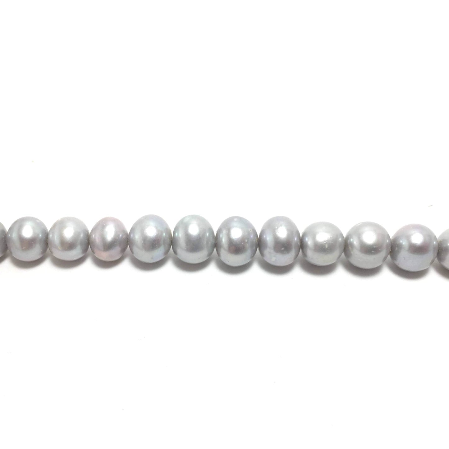 Near Round Pearls, 10.5-12mm Silver Color Freshwater Pearls in 15.5 inches, NRD006