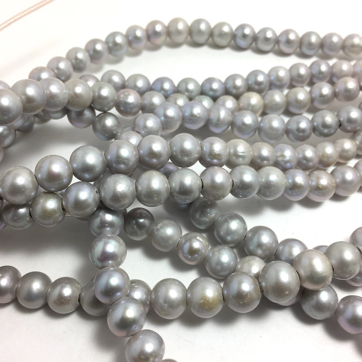 Large Hole Pearls 8.5-9mm Grey Round Freshwater Pearls, 8 inch with 2.5mm Hole, LHRD006