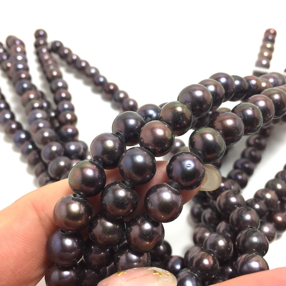 Large Hole Pearls, 8-9mm Potato Shape, Peacock Freshwater Pearls, 8 inch strand with 2.5mm Hole Size, LH041