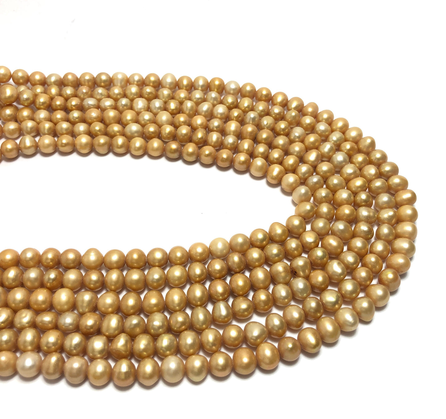 Freshwater Pearls, 6.5-7mm Off Round Potato Pearls, Copper Color, POT032