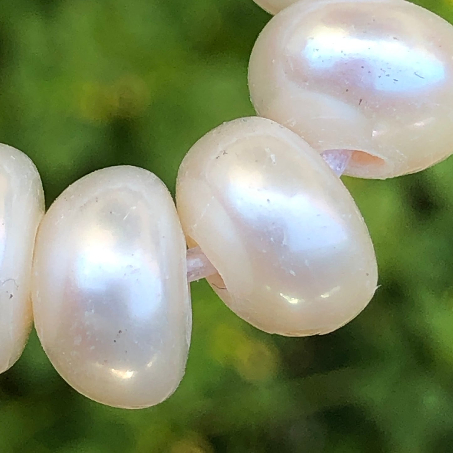 Large Hole Pearls, AA Grade 9.5-10mm Button Shape White Color Freshwater Pearls, 8 inch strand with 2.5mm hole size, LH021