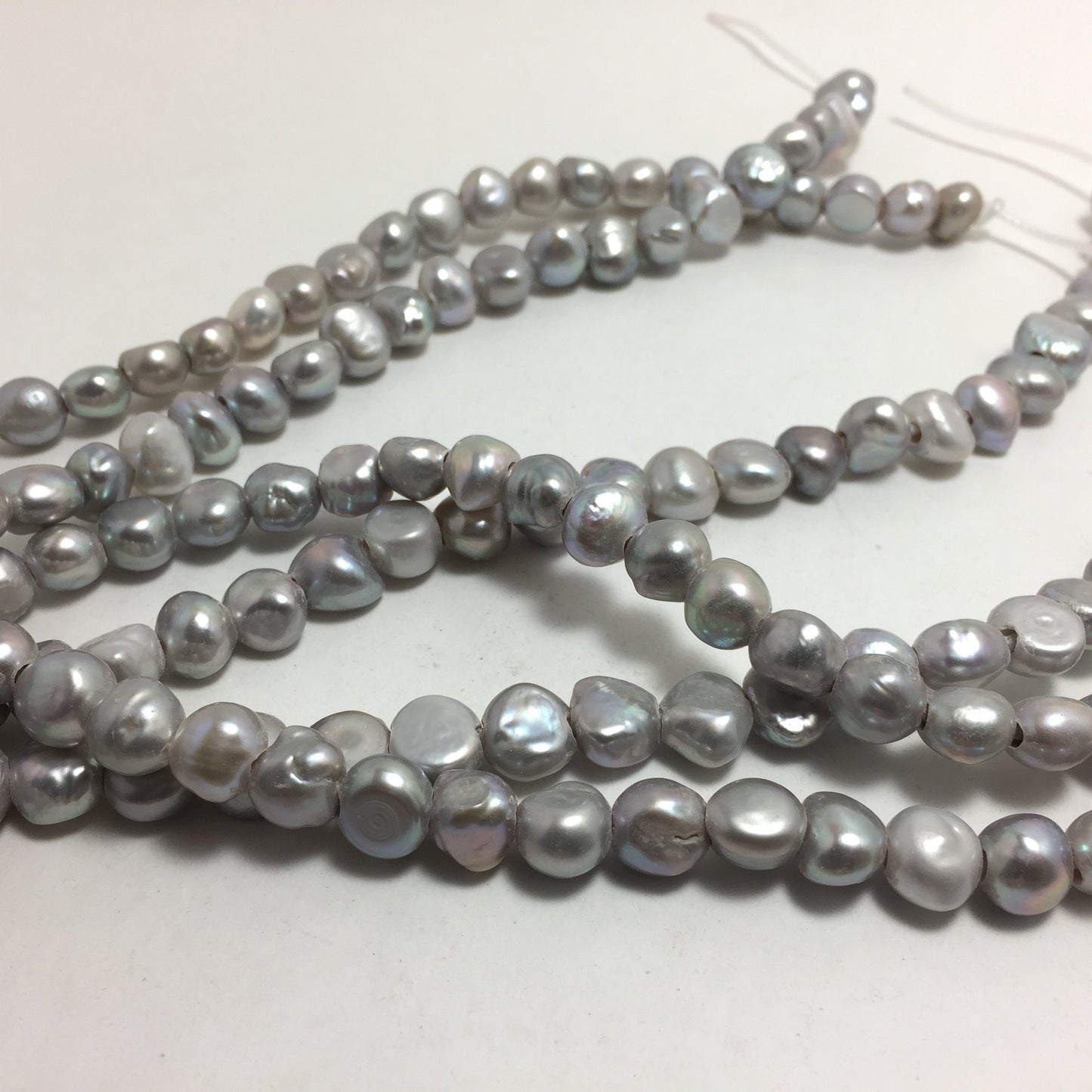 Large Hole Pearls, 9-10mm Nugget Shape, Grey Color Freshwater Pearls, 8 inches strand with 2.5mm Hole Size, LH063
