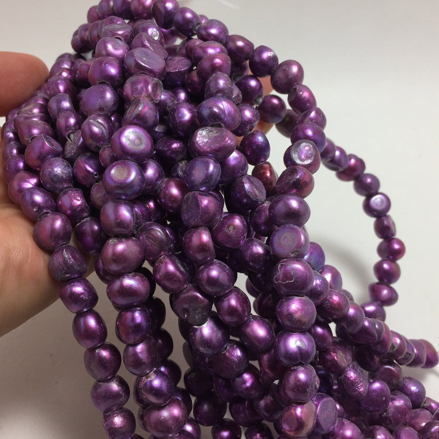 Large Hole Pearls, 9-10mm Nugget Shape, Purple Color Freshwater Pearls, 8 inches strand with 2.5mm Hole Size, LH068